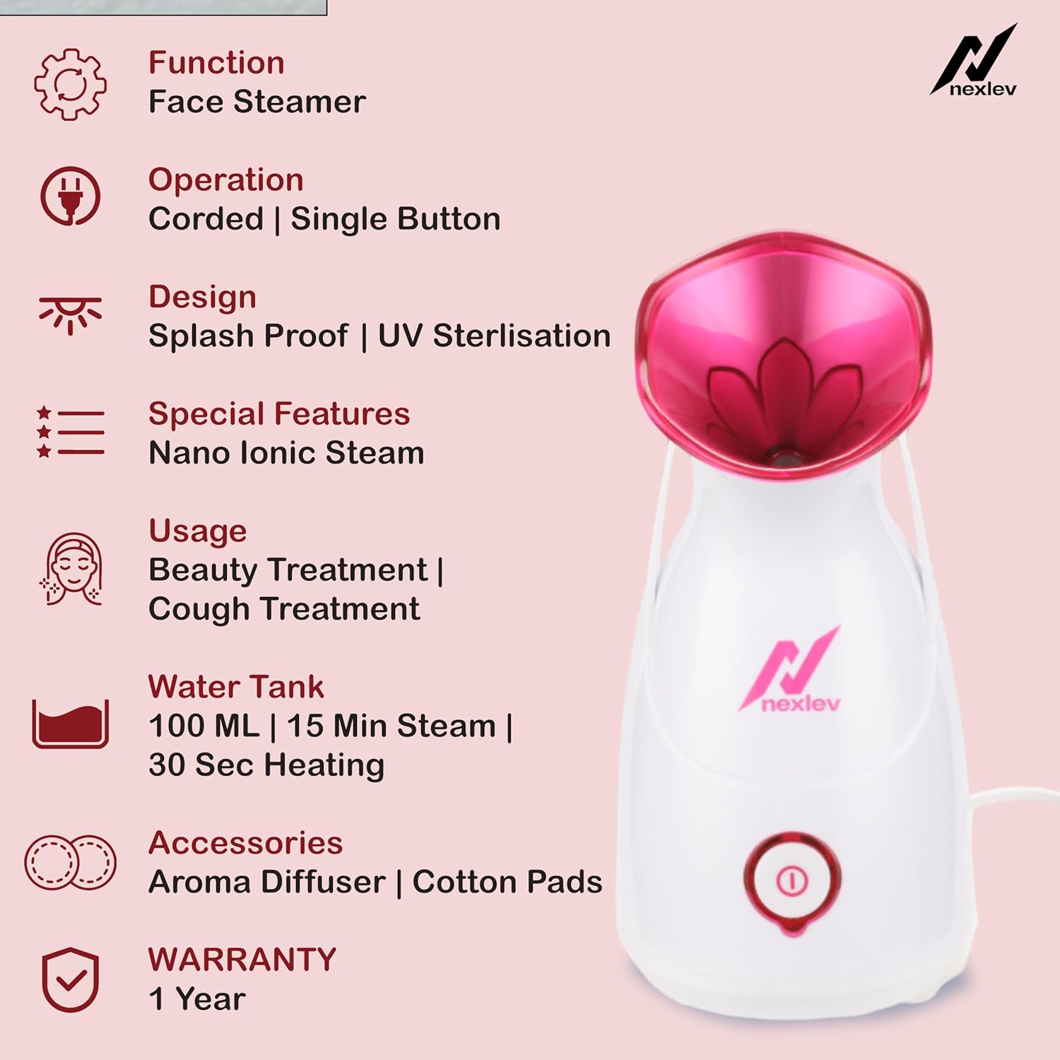 Nexlev Facial Steamer | Nano Ionic Steam Technology | FS-01