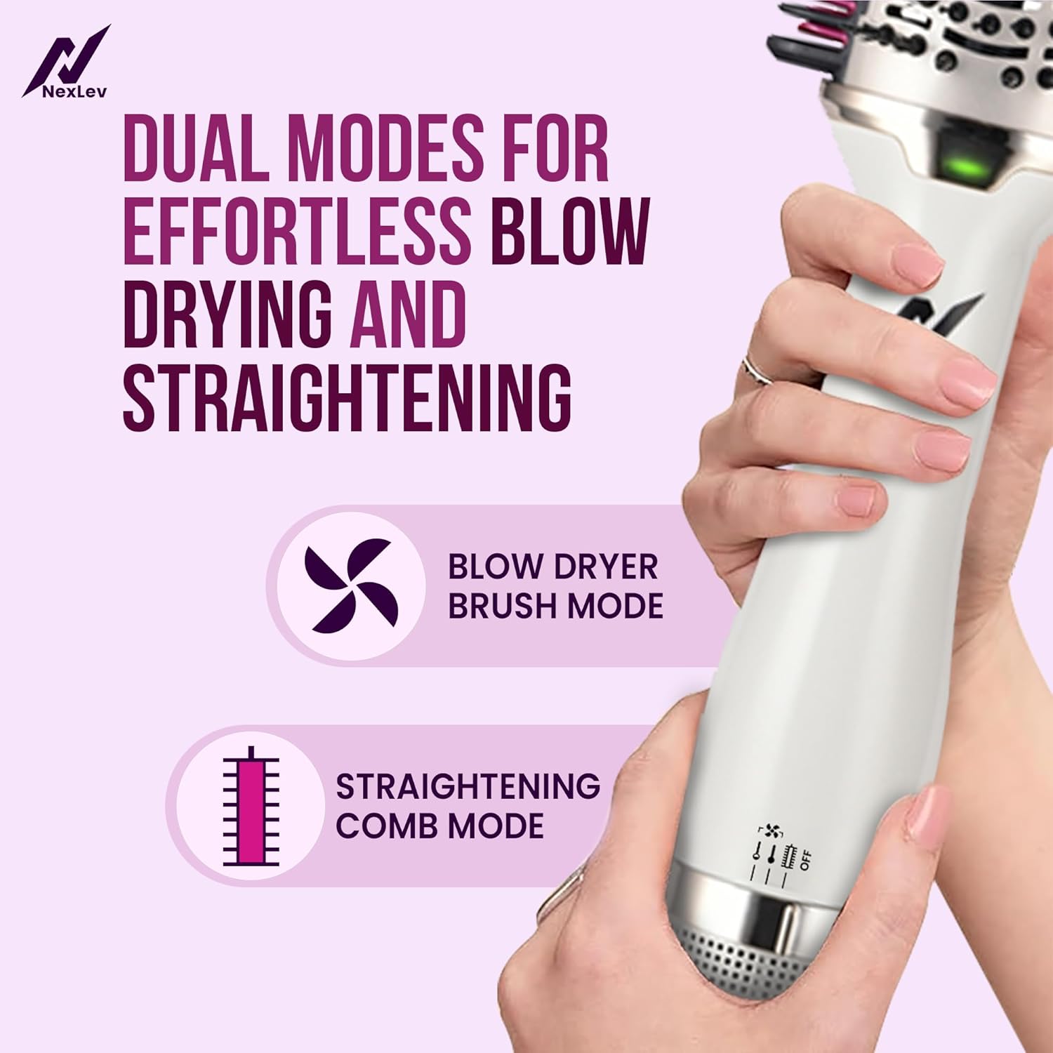 NexLev IONIC Volumizer + Straightening Brush|V-02