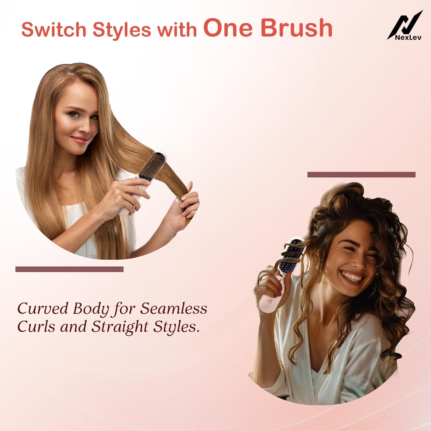 Nexlev Cordless Hair Straightener Brush HSB-04