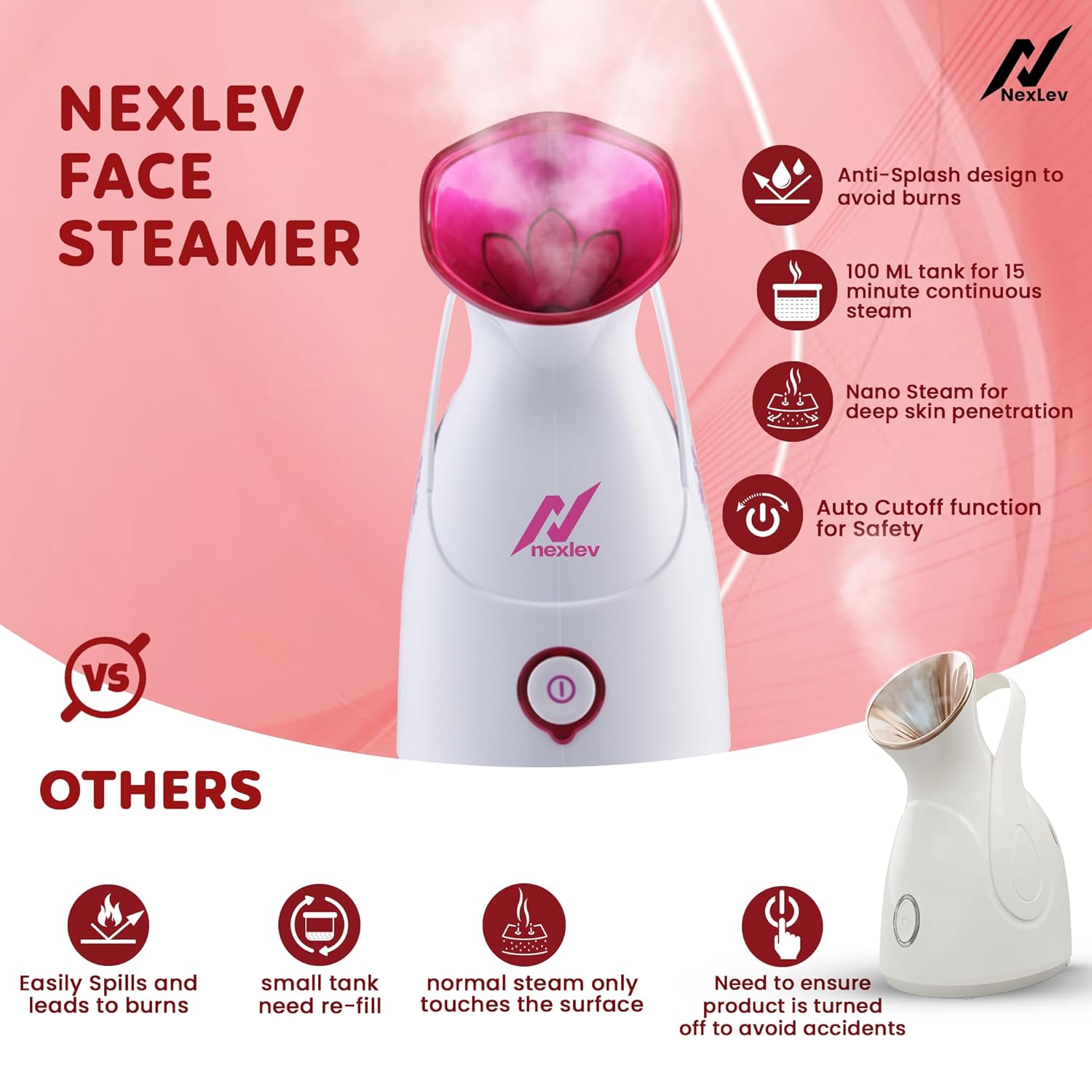 Nexlev Facial Steamer | Nano Ionic Steam Technology | FS-01