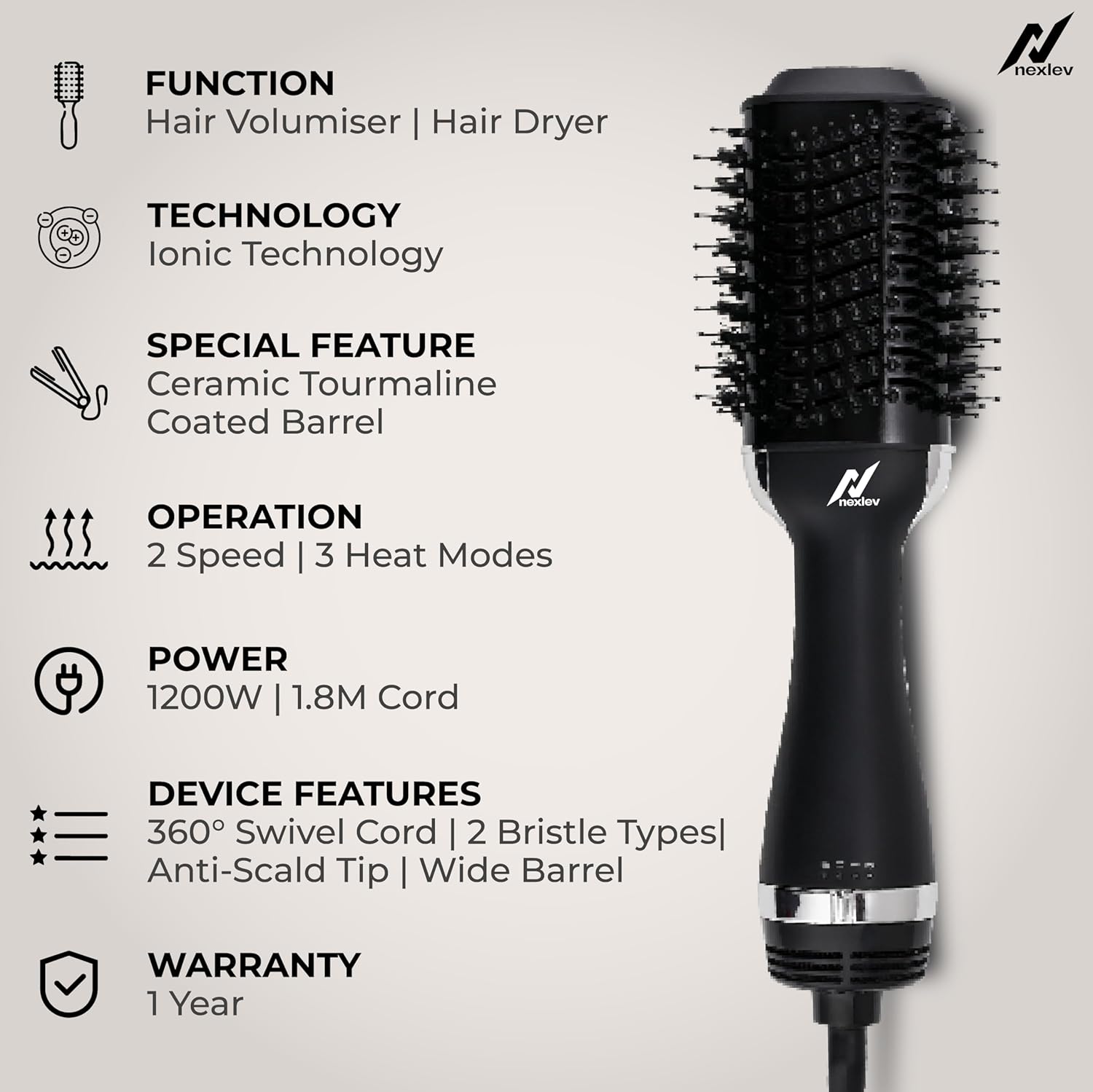 IONIC Volumizer Hair Brush | (V-01)