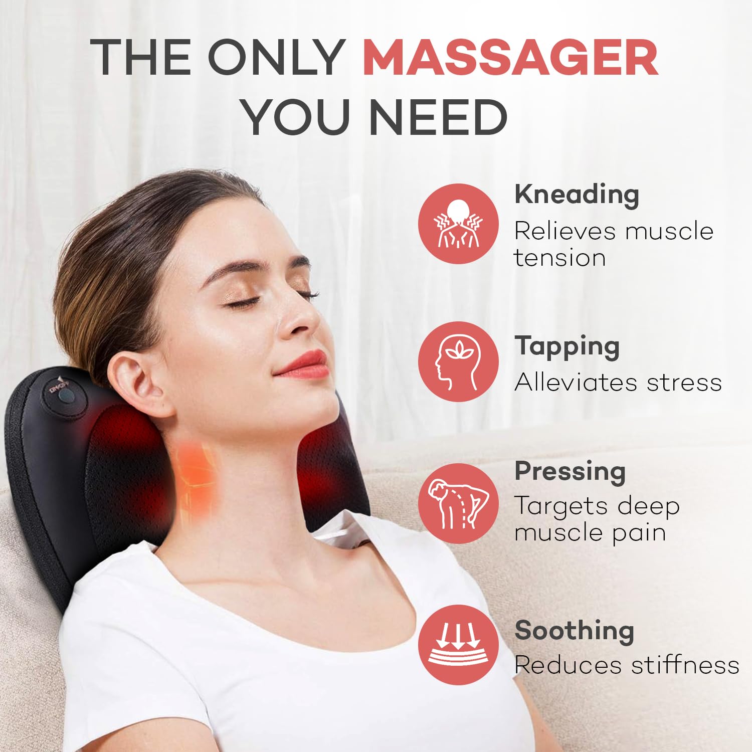 NexLev Body Massager | 3D Kneading | Deep Tissue Electric Massage Pillow | BM-01