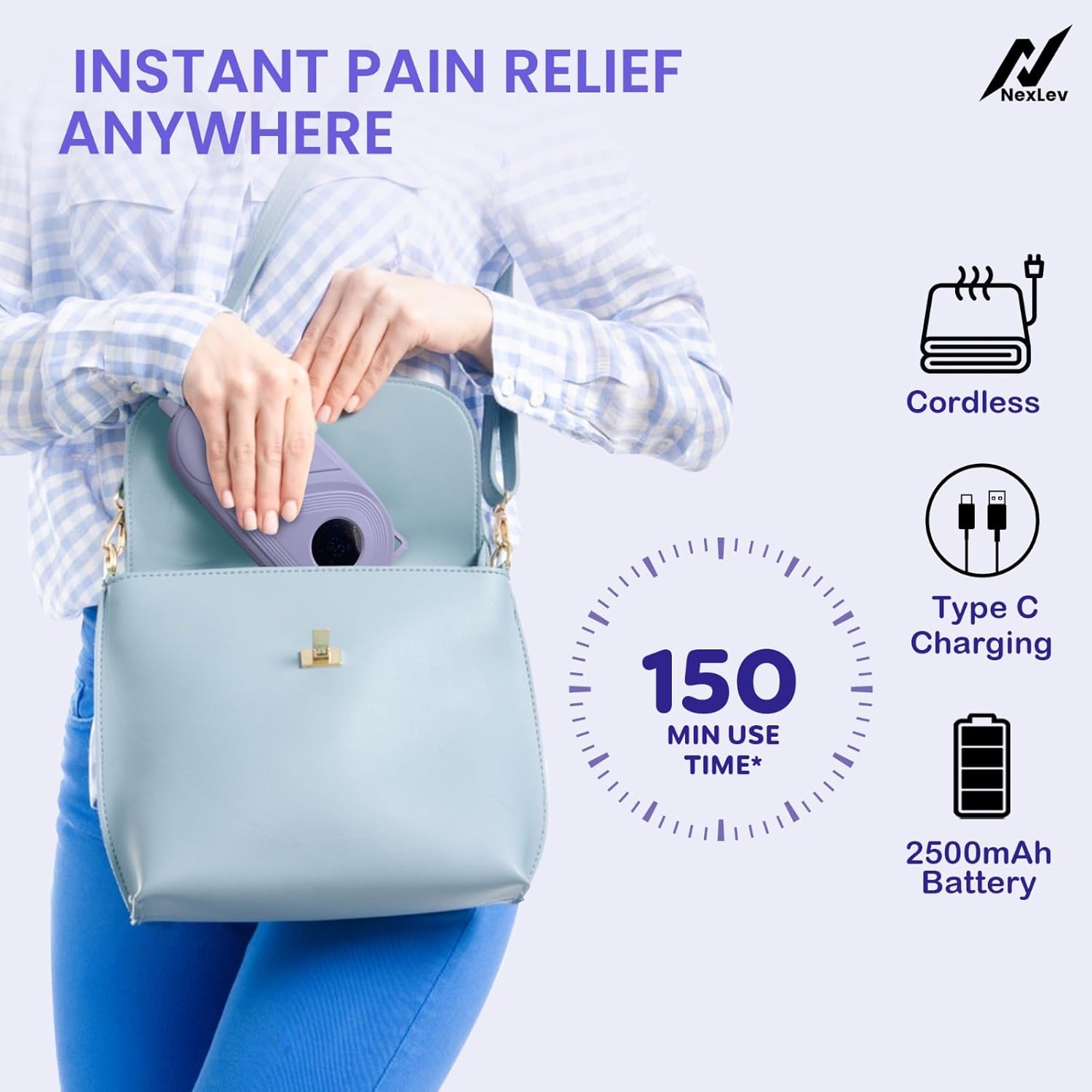 NexLev Cordless Electric Heating Pad CM-02