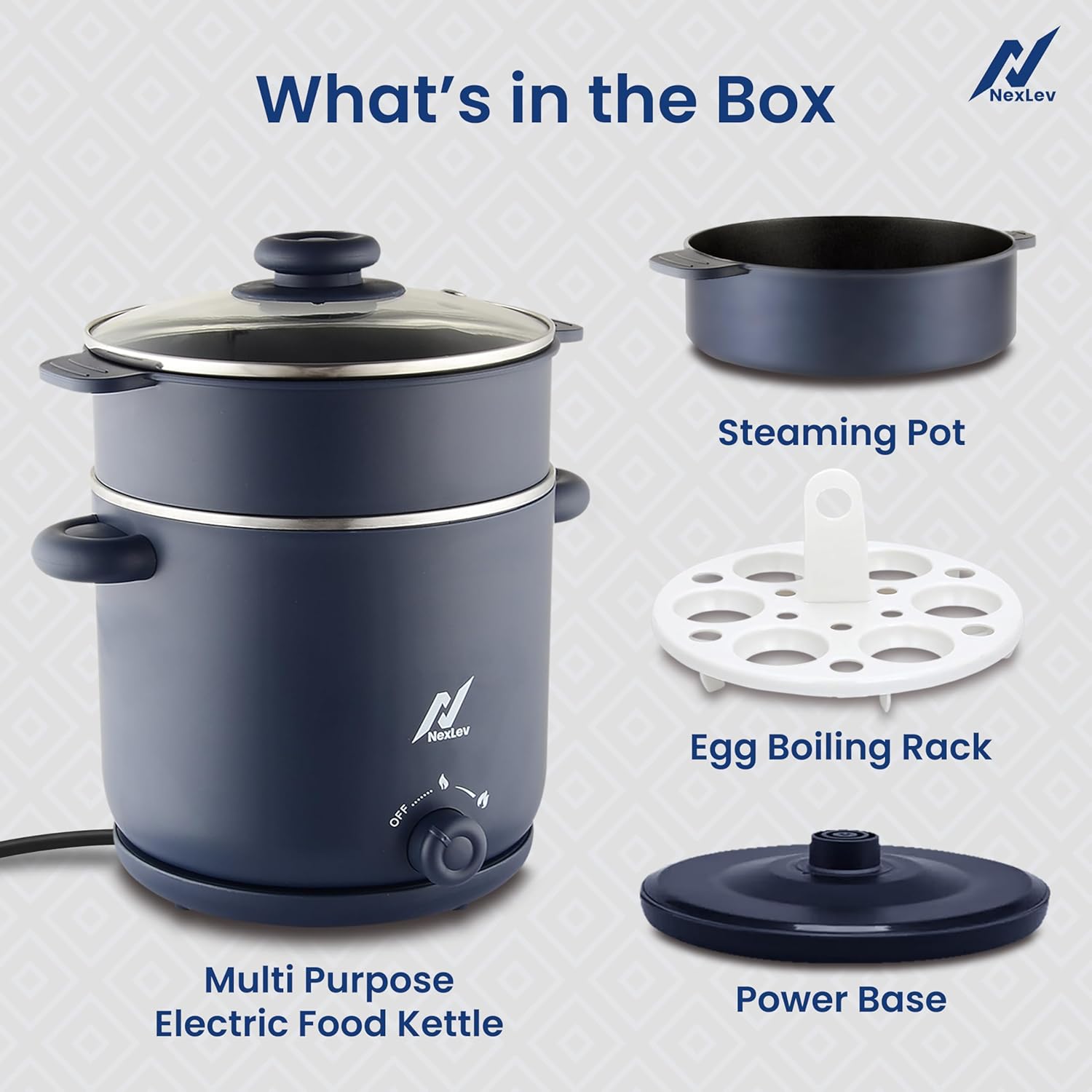 Nexlev Multipurpose Electric Food Kettle KE-01 | 1.8L Stainless Steel Pot | 600W