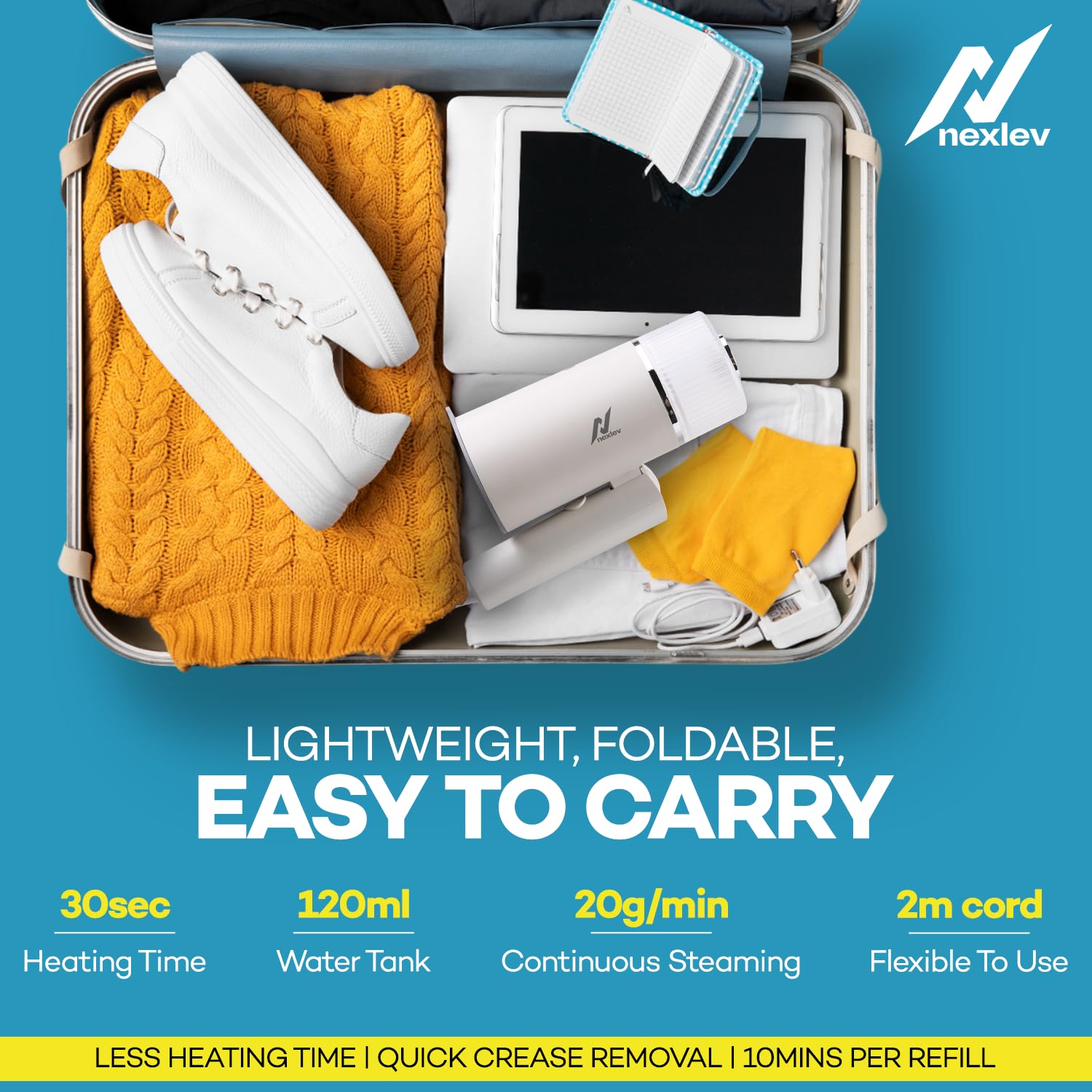 Refurbished -  Nexlev Foldable Garment Steamer for home & travel GS-05