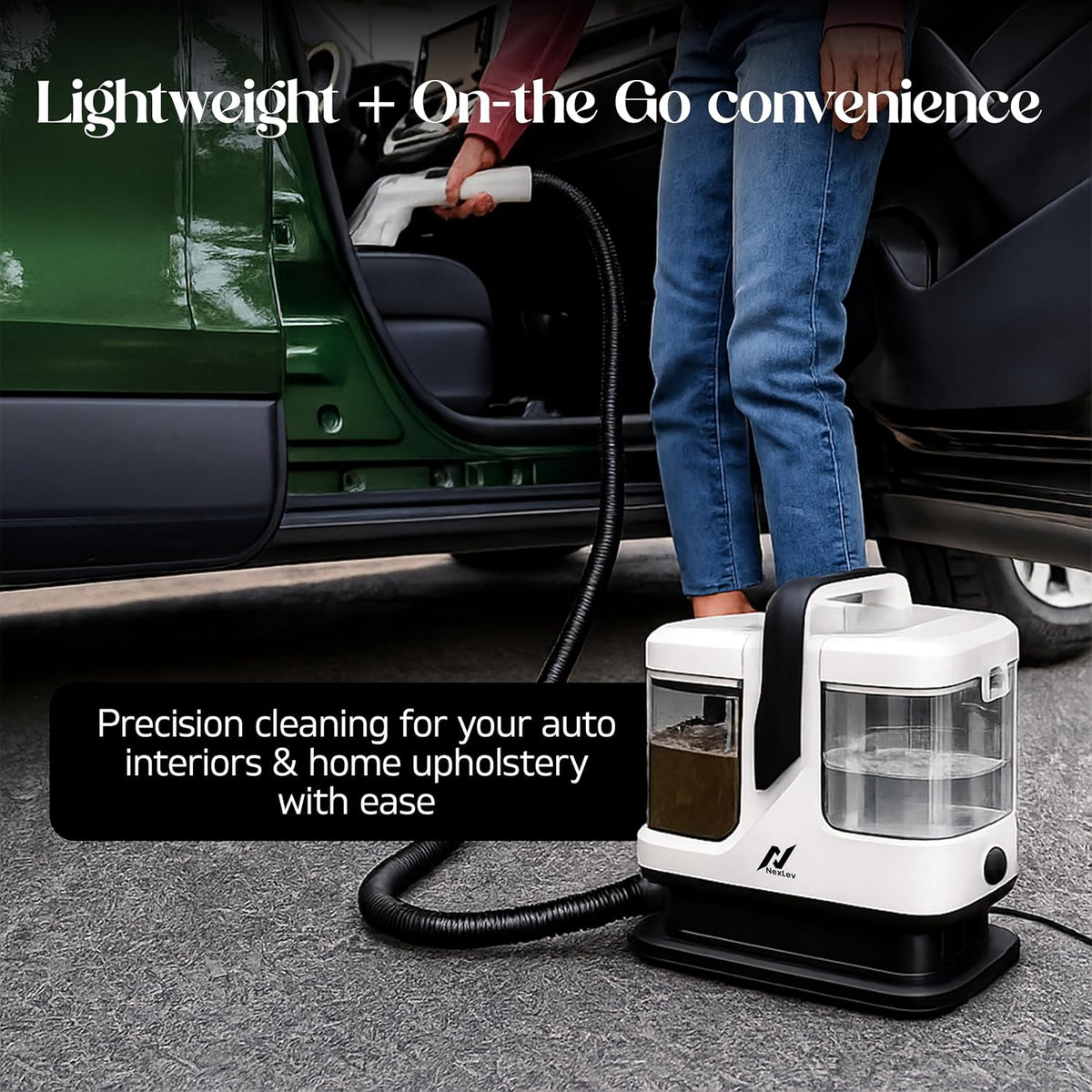 Nexlev SP-02 SpoTech Portable Spot Cleaner | 14kPa Suction, 450W | Spray & Suction Stain Remover with Self-Cleaning | 5 Attachments | For Carpet, Sofa & Car Seats