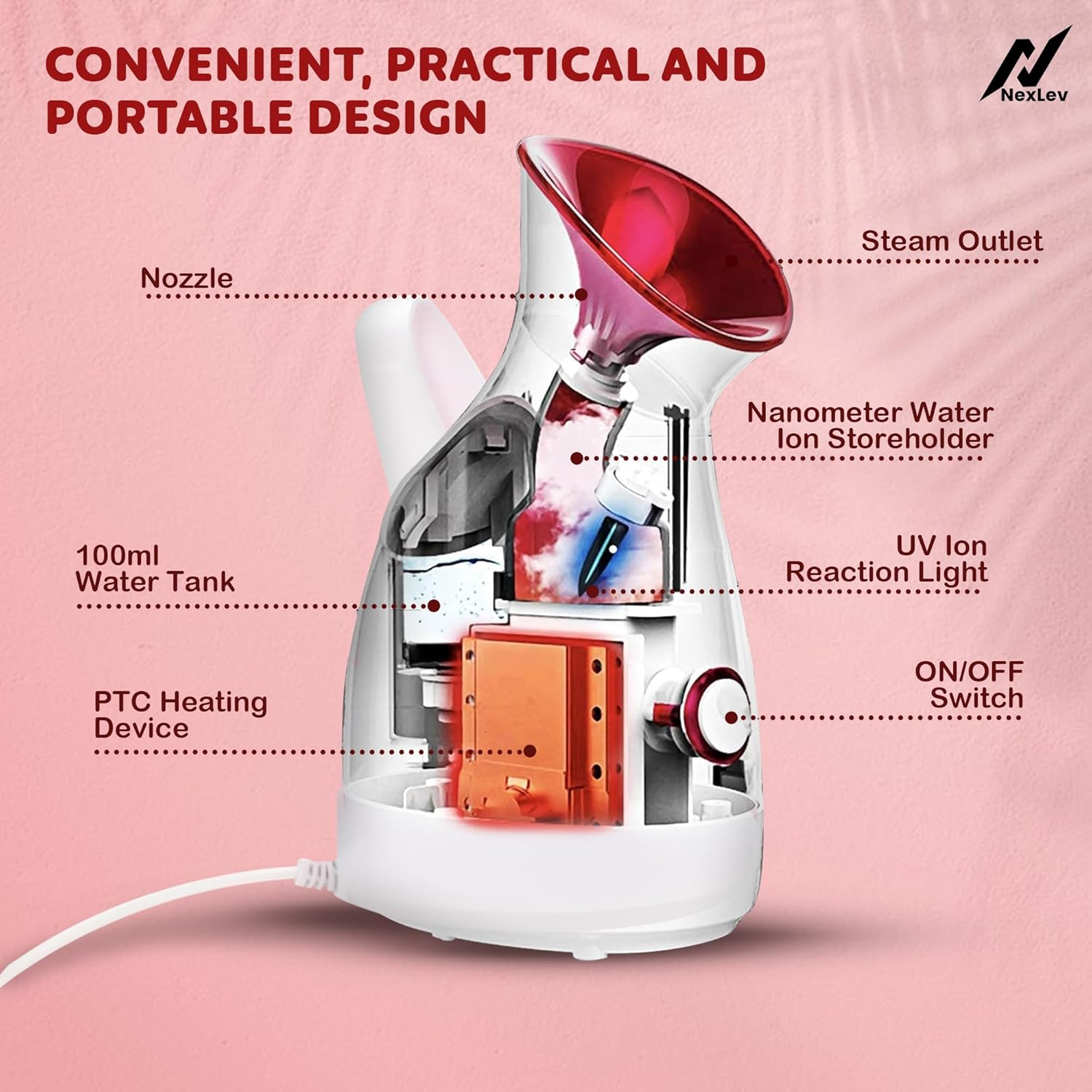 Nexlev Facial Steamer | Nano Ionic Steam Technology | FS-01