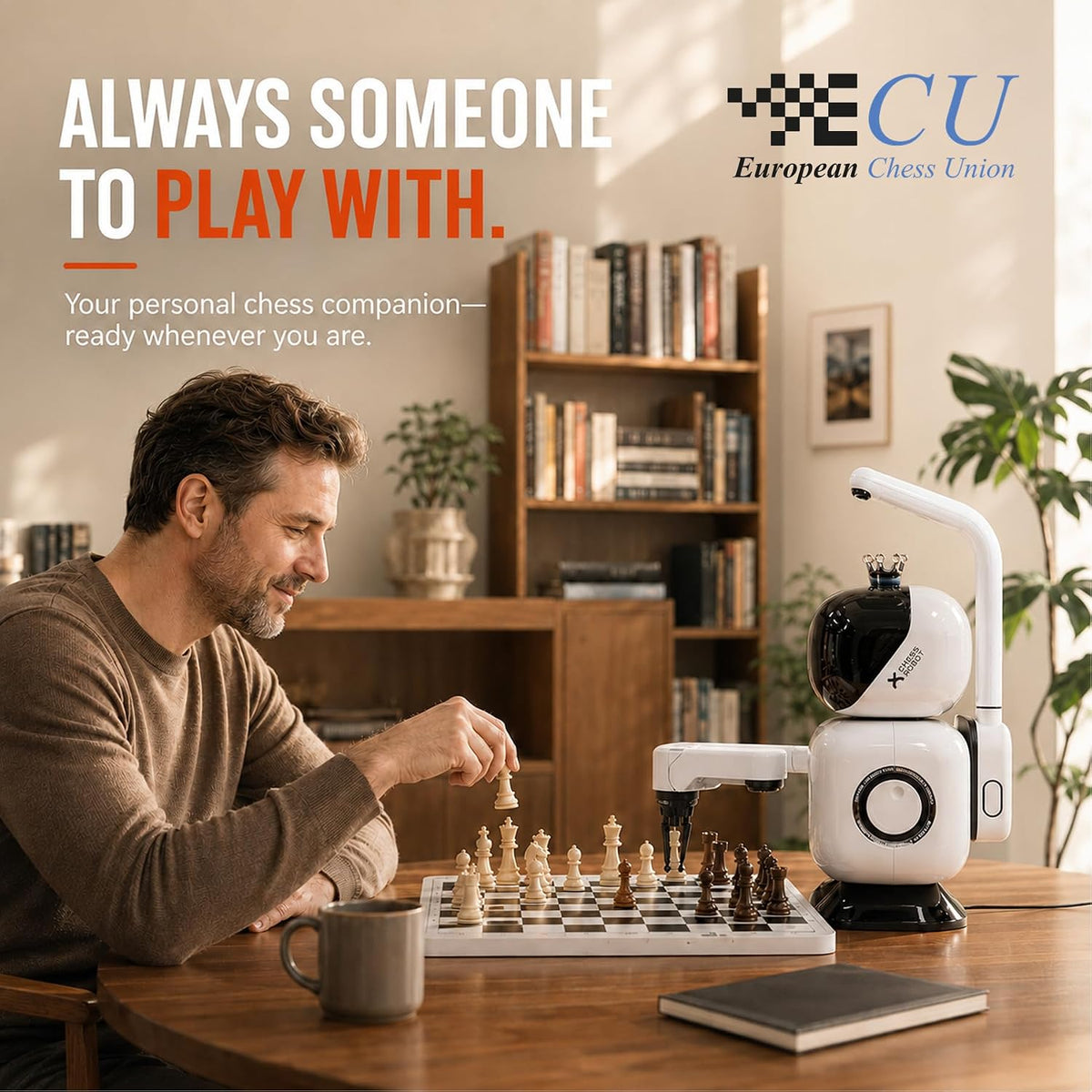 SenseRobot AI Chess Robot with Robotic Arm & Electronic Chess Board – 25 AI Levels, 1200+ Chess Exercises, Voice Coaching, Lichess Integration & Wi-Fi OTA Upd