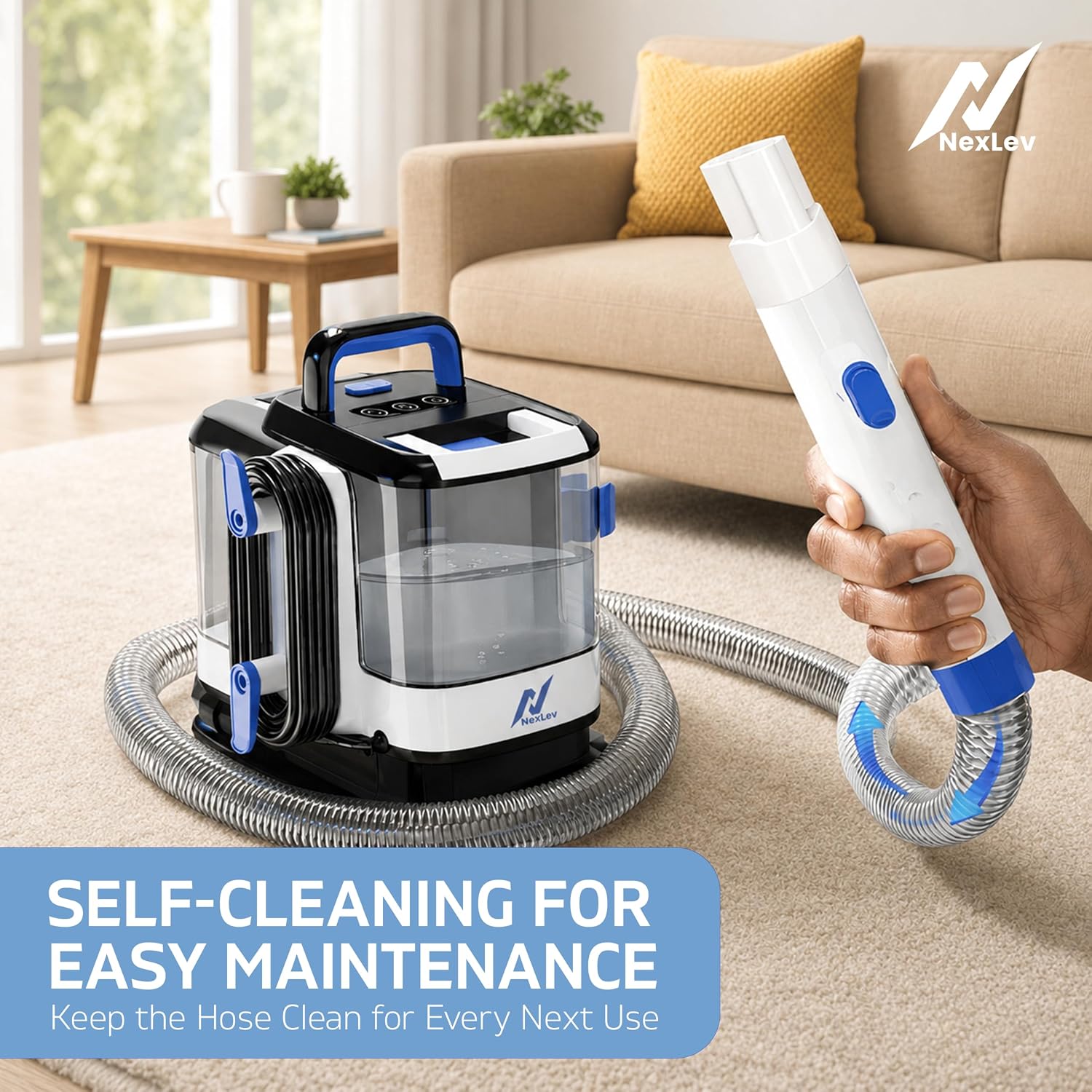 Nexlev Multipurpose Spot Cleaner Machine, Carpet Upholstery Deep Cleaner | Hot Water and Steam function | Powerful Suction | 1700 Watt | Stain Remover |13 Accessories for Home & Car| SP-01