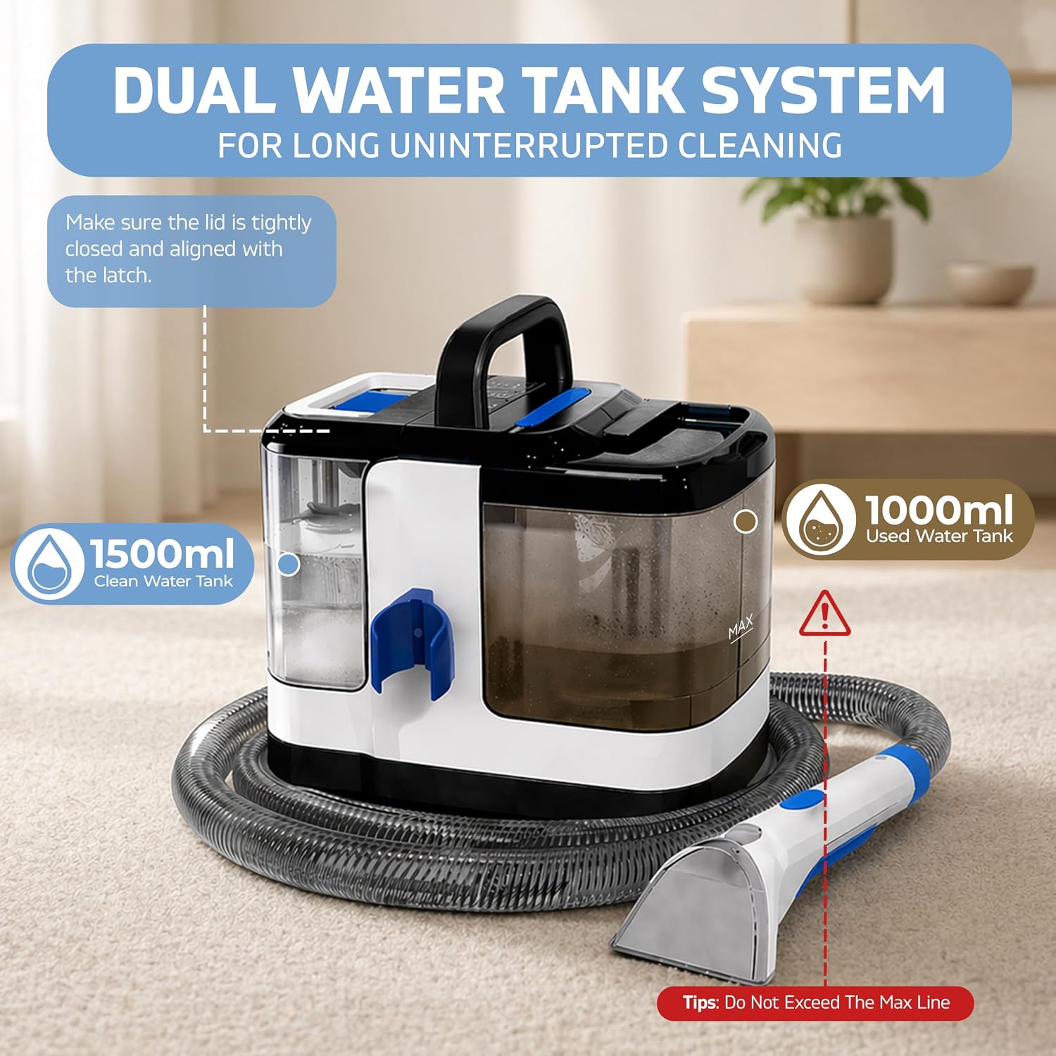 Nexlev Multipurpose Spot Cleaner Machine, Carpet Upholstery Deep Cleaner | Hot Water and Steam function | Powerful Suction | 1700 Watt | Stain Remover |13 Accessories for Home & Car| SP-01