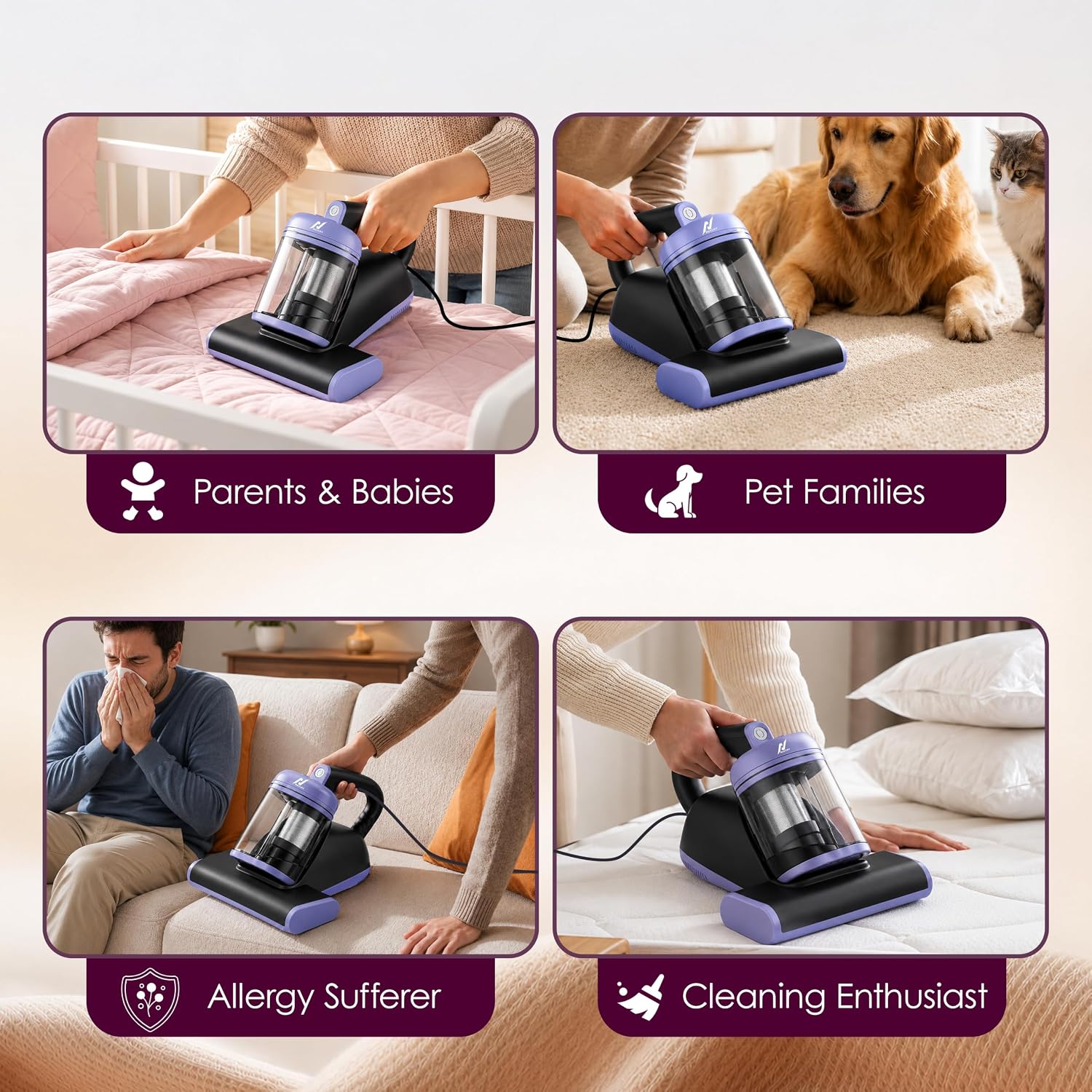 nexlev Dust Mite Vacuum Cleaner MR-03 | 14KPa Sofa Cleaning Machine for Mattress, Sofa & Carpet, UV-C Light, Double beat Vibration & 60º hot air, HEPA Filter for Mites, Allergens & Pet Hair