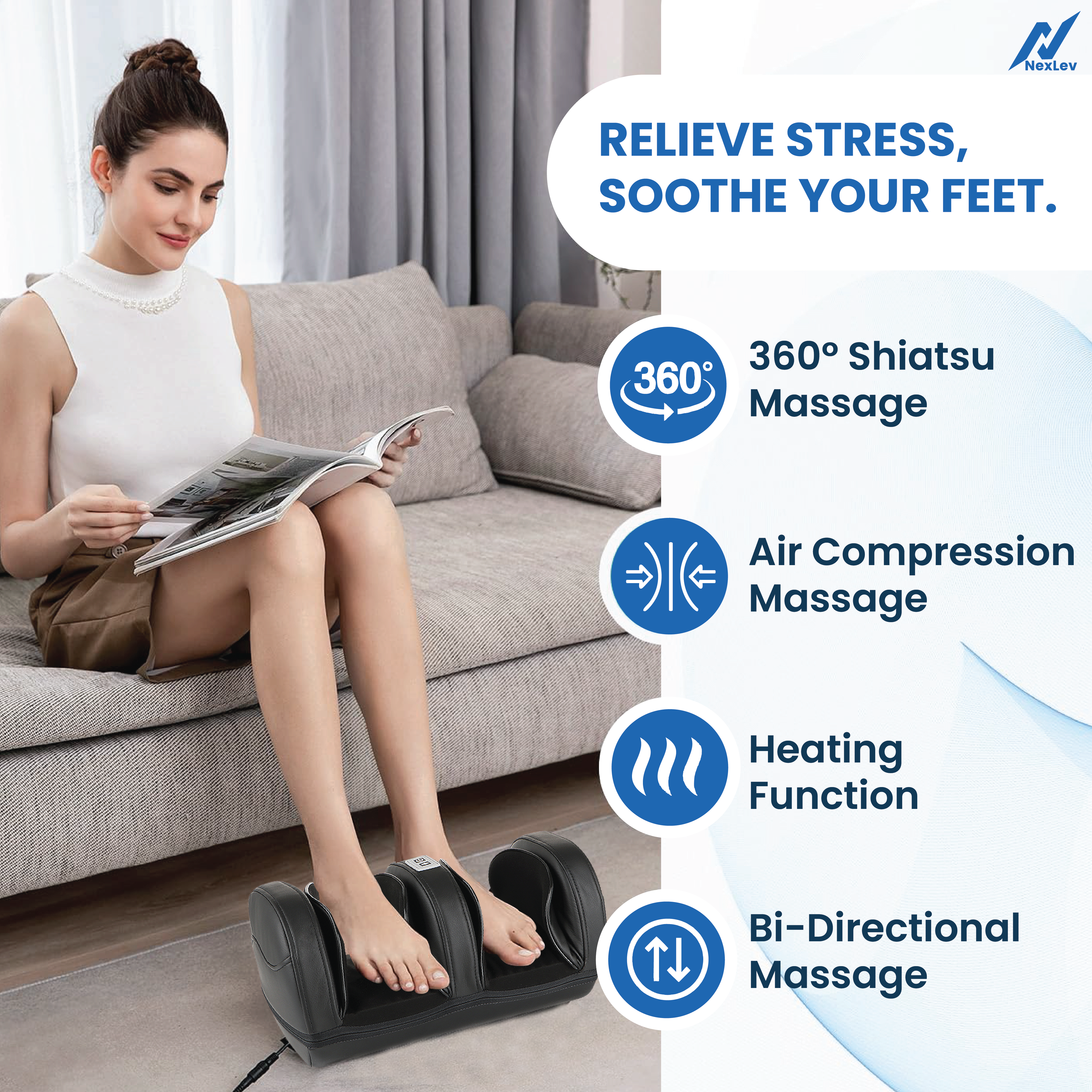 NexLev Electric 360° Shiatsu Foot Massager FM-01