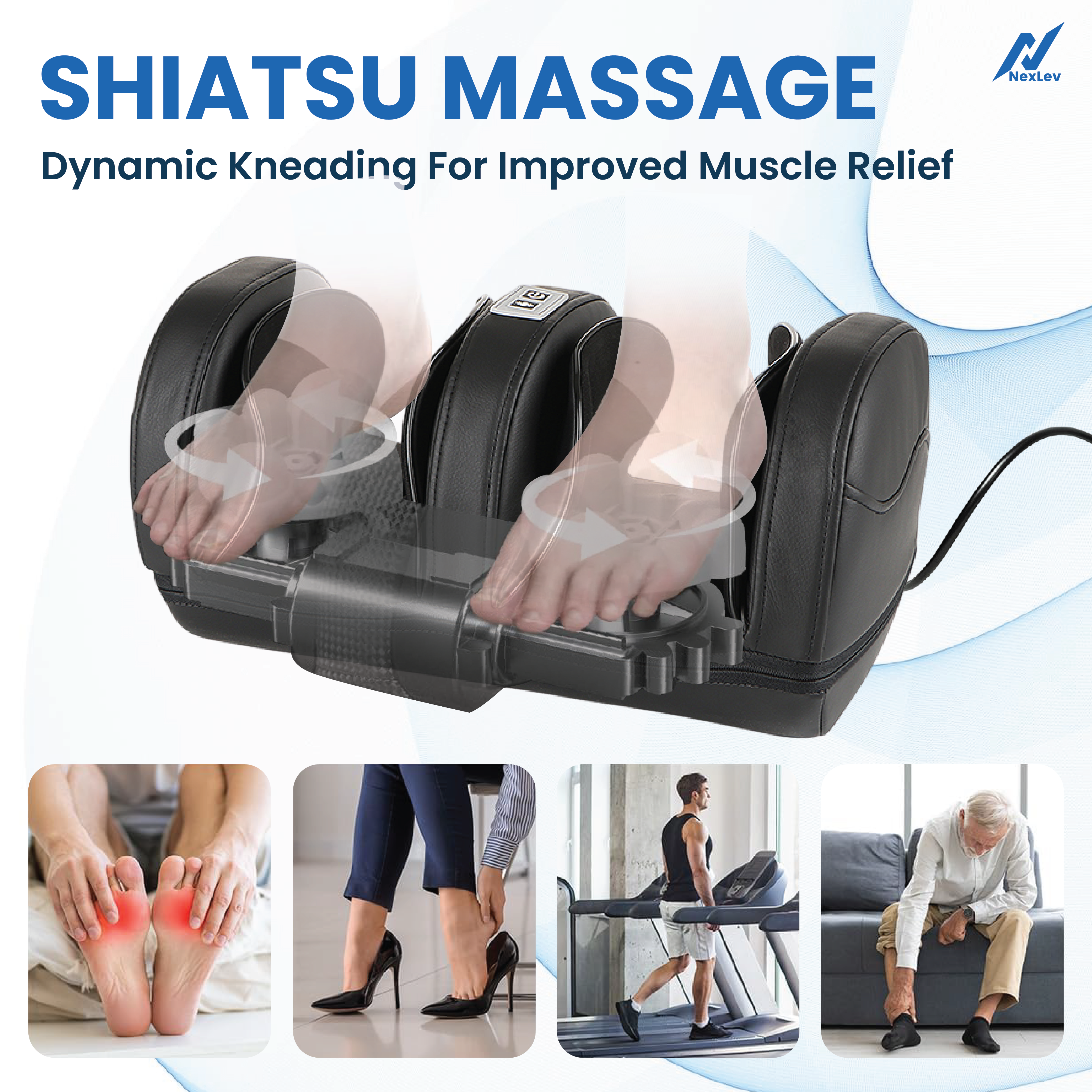 NexLev Electric 360° Shiatsu Foot Massager FM-01