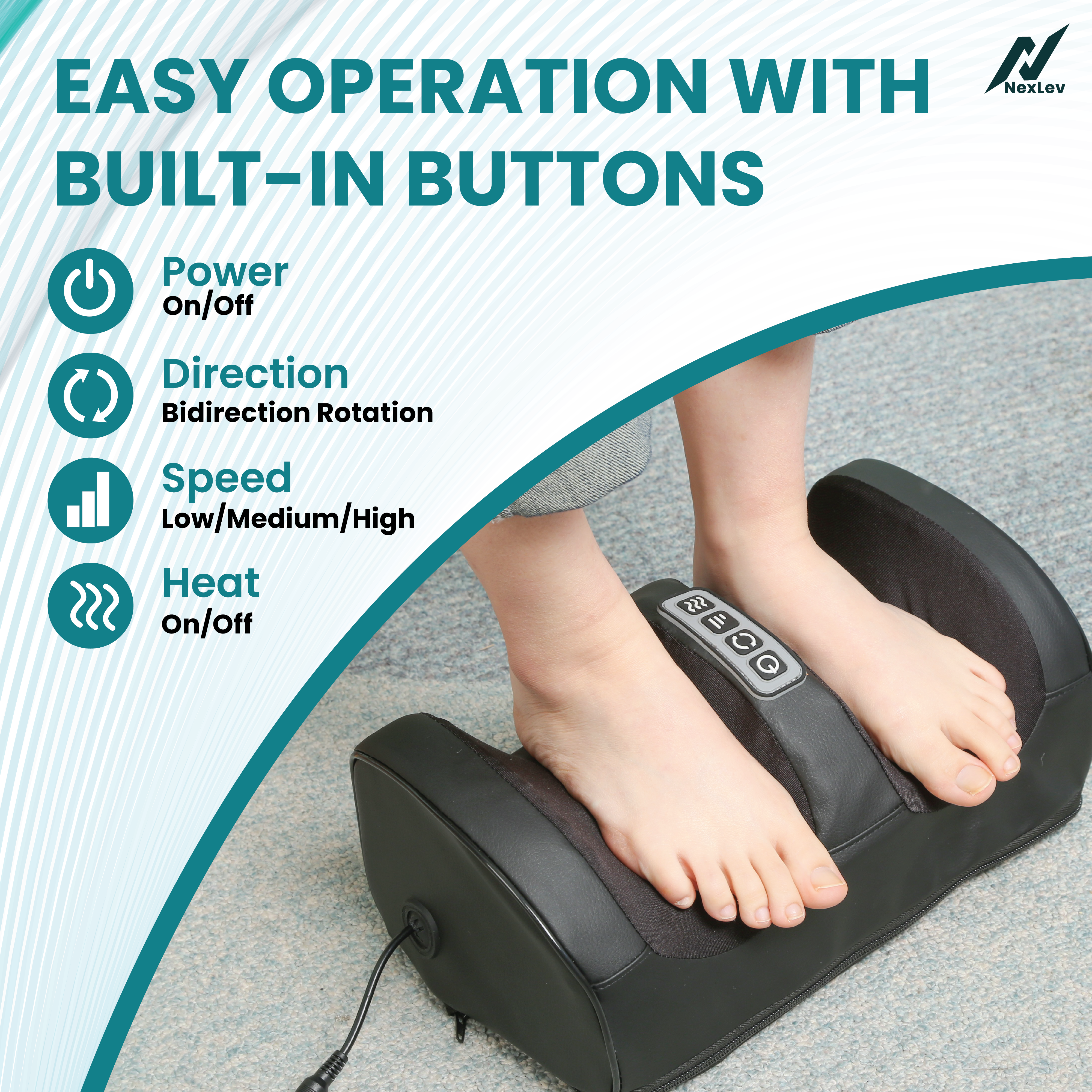 Nexlev Foot, Calf & Leg Massager for Pain Relief with Heat & Kneading function | FM-02