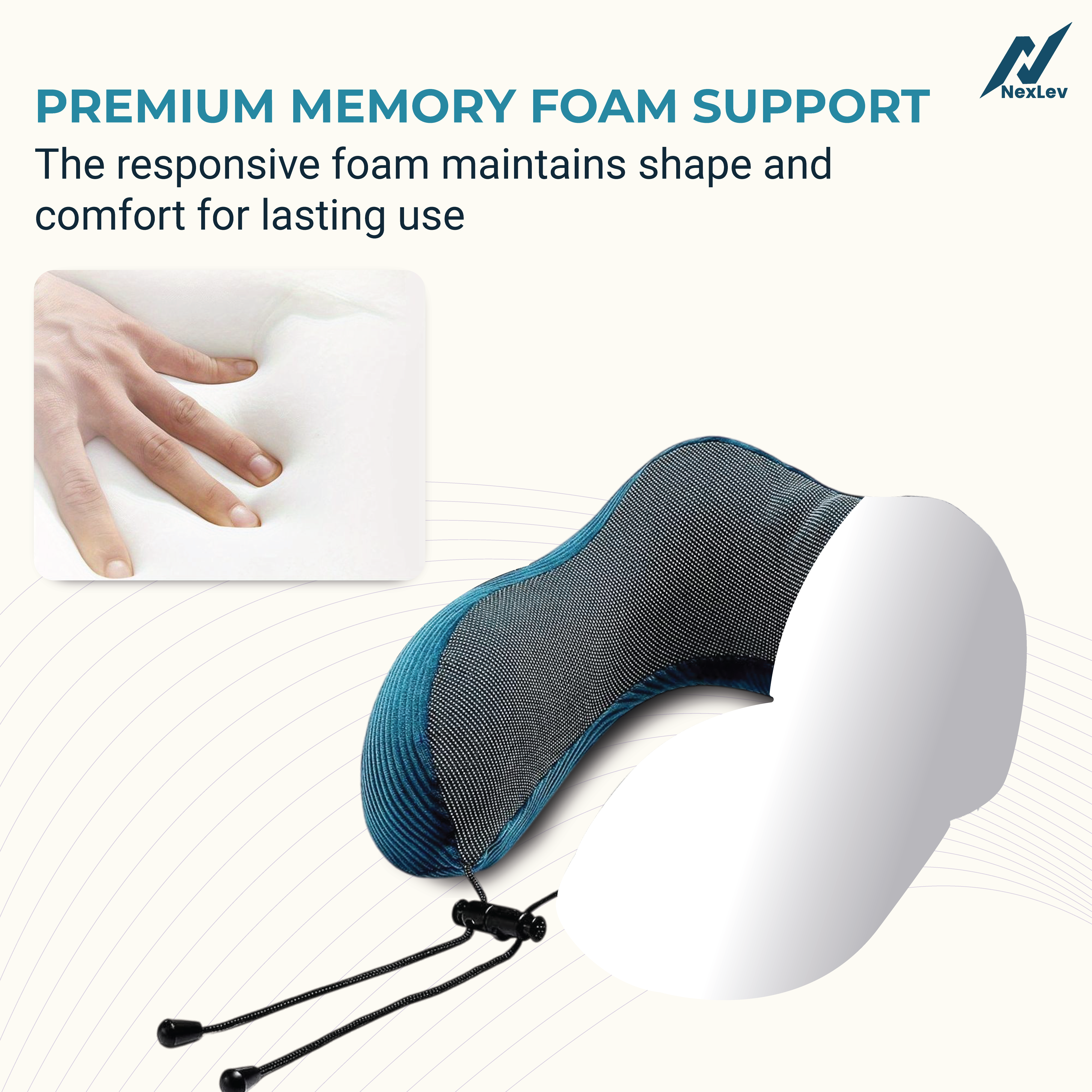 Nexlev Travel Pillow| 100% Pure Memory Foam| NP-01