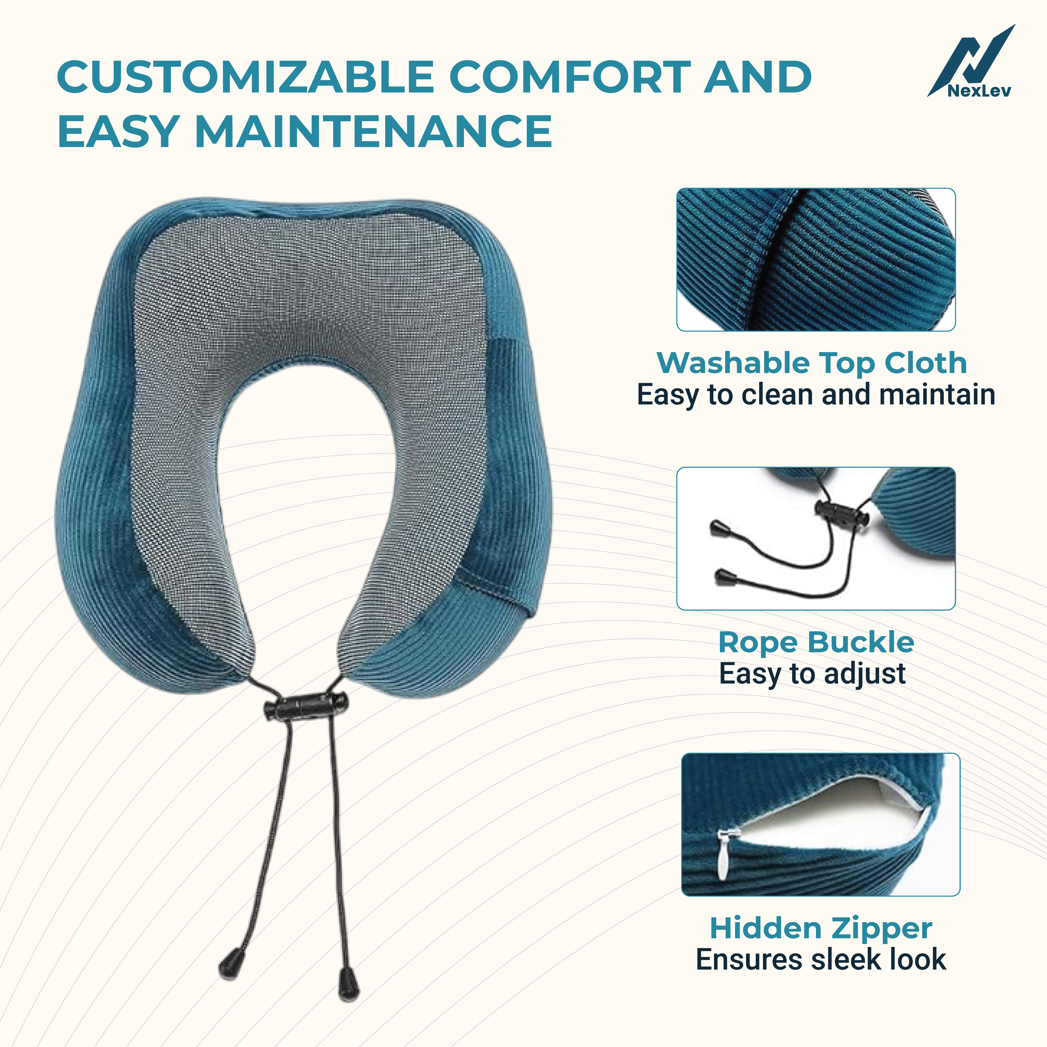 Nexlev Travel Pillow| 100% Pure Memory Foam| NP-01
