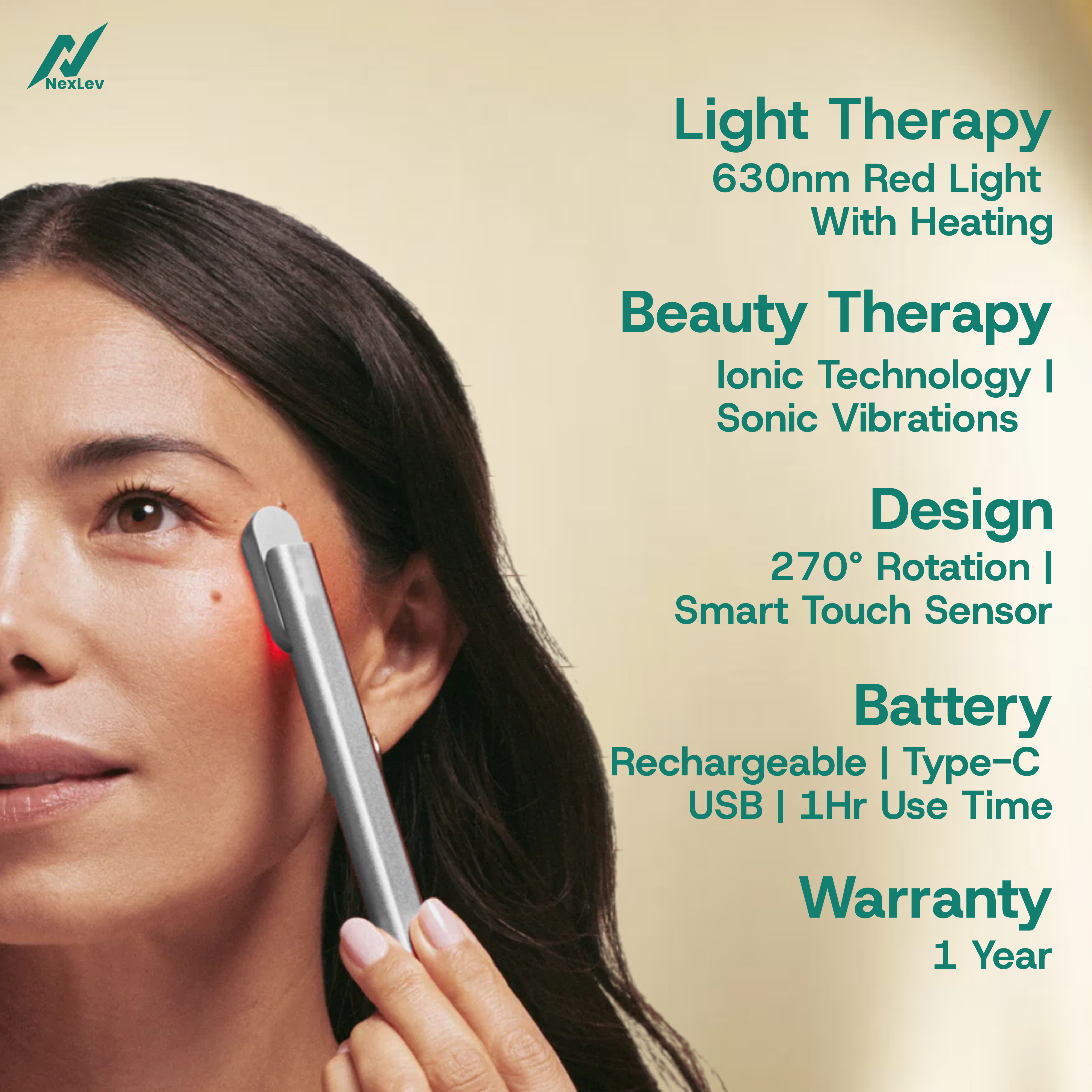 Nexlev Red Light Therapy Wand for Face and Neck | LE-06