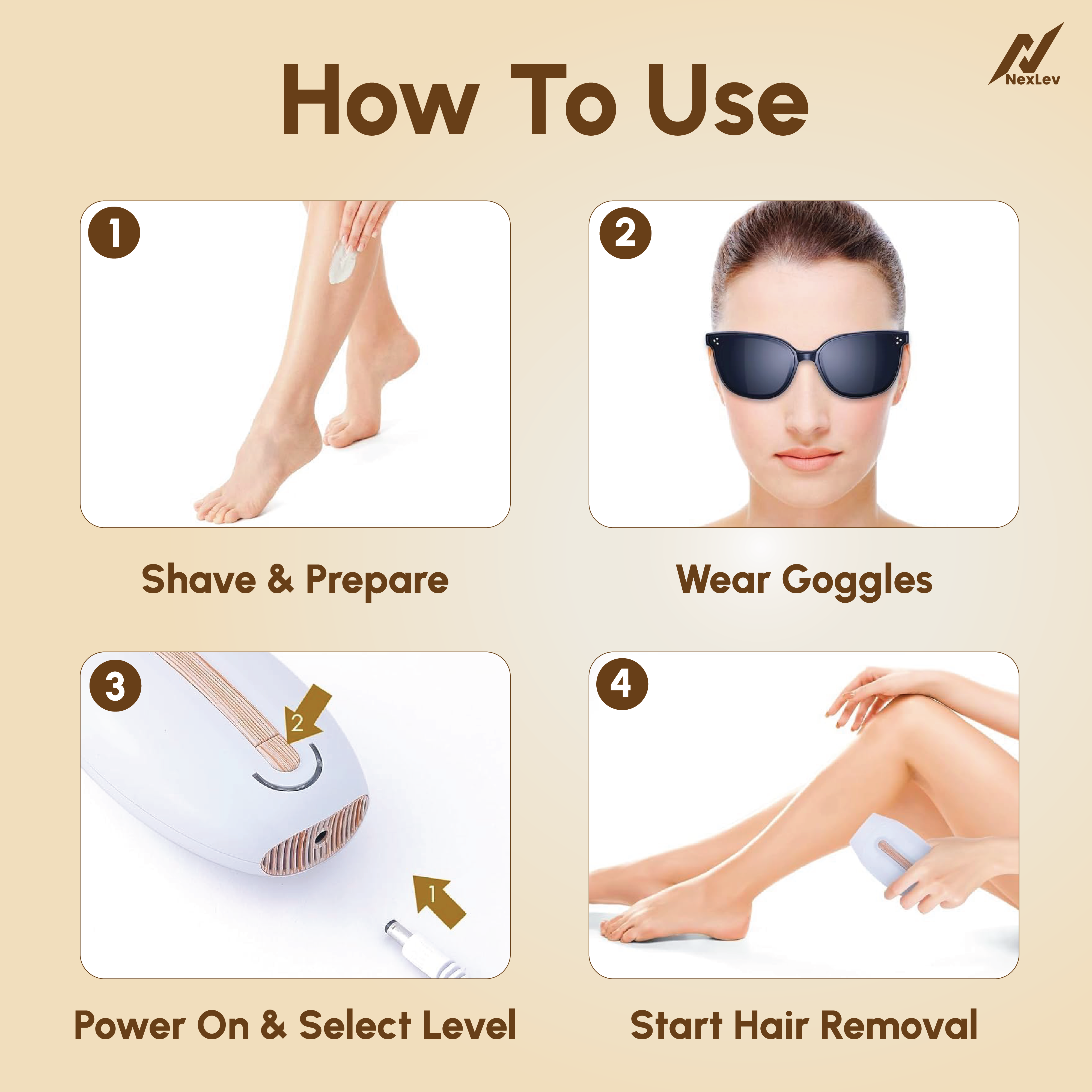 NexLev Laser Hair Remover Device | IPL-01