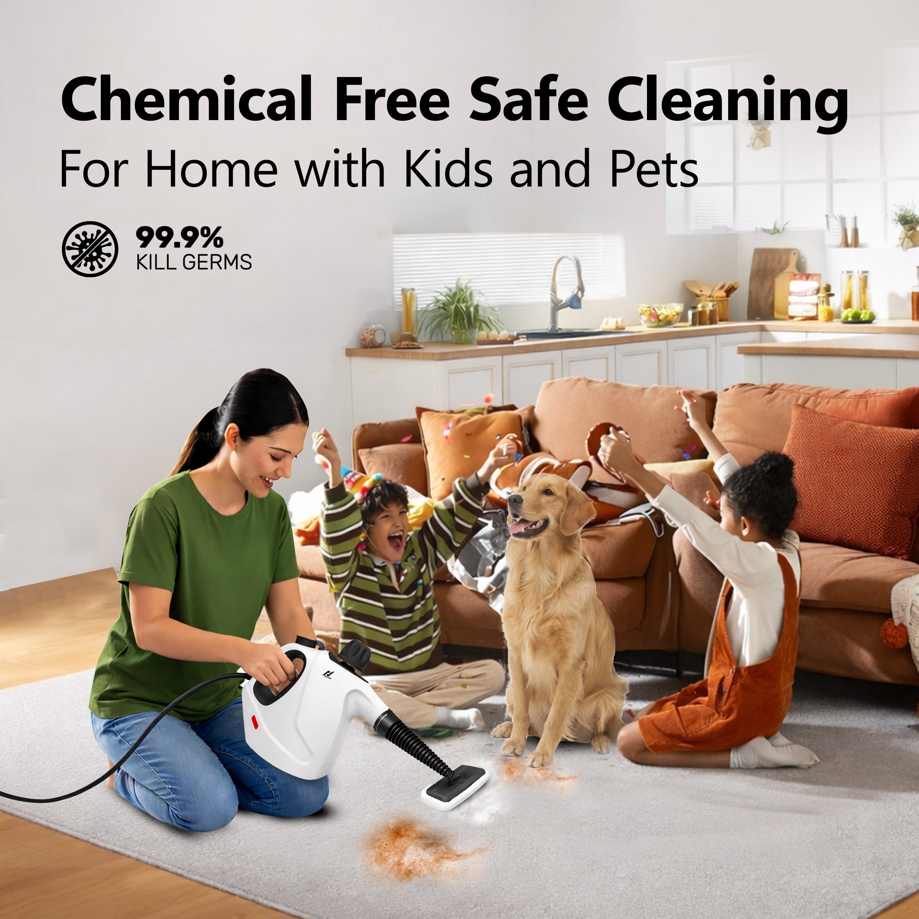 NexLev Steam Cleaner | Complete Home Kitchen Floor Bathroom Car & Office | Steam Cleaner for Home With 9 Accessories | 450 ML | Window Pane Sink Grime Chimney Grease Water Stain Cleaner | 1050W | SC-05