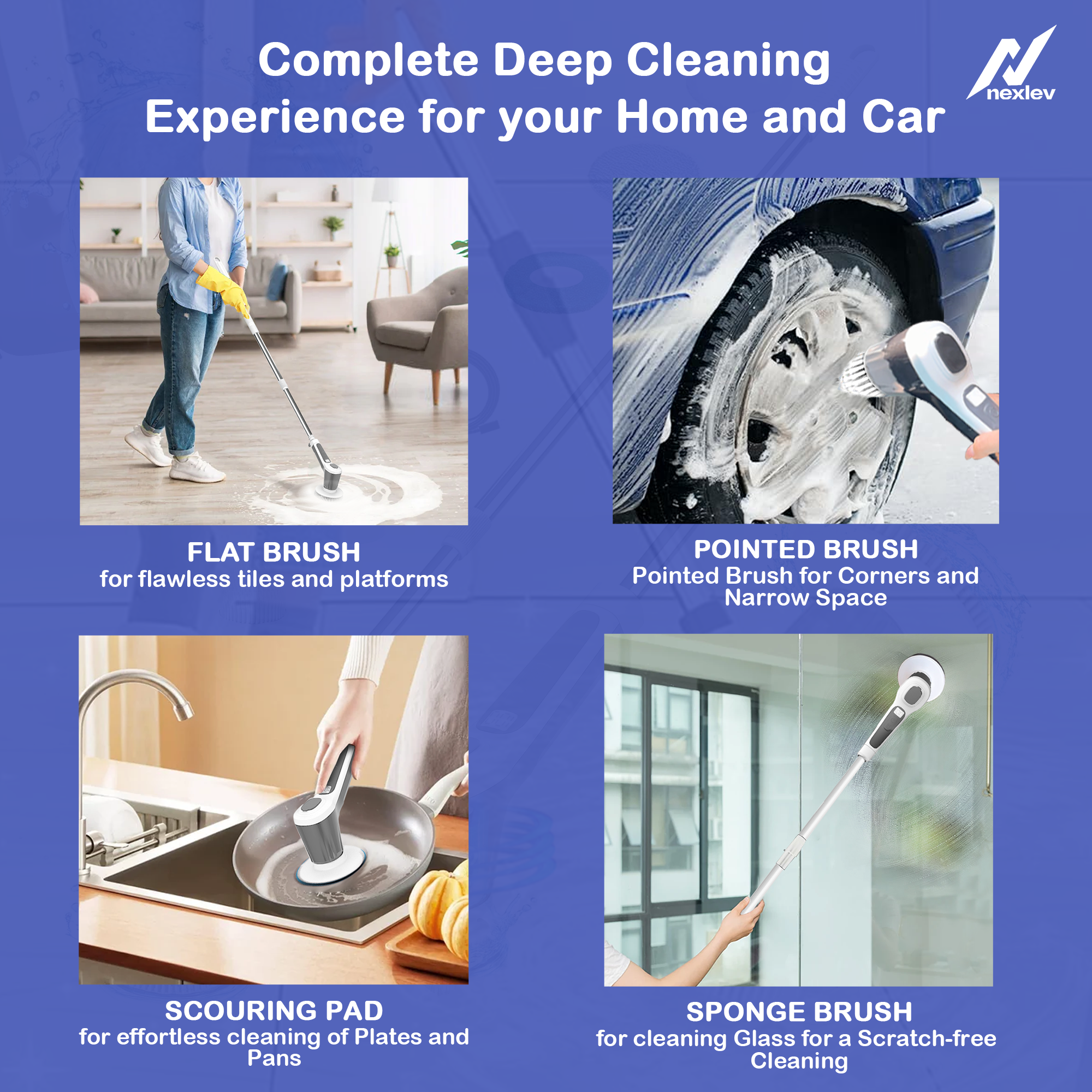 Nexlev Electric Spin Scrubber | 4500 mAh | 90 min run time SS-01