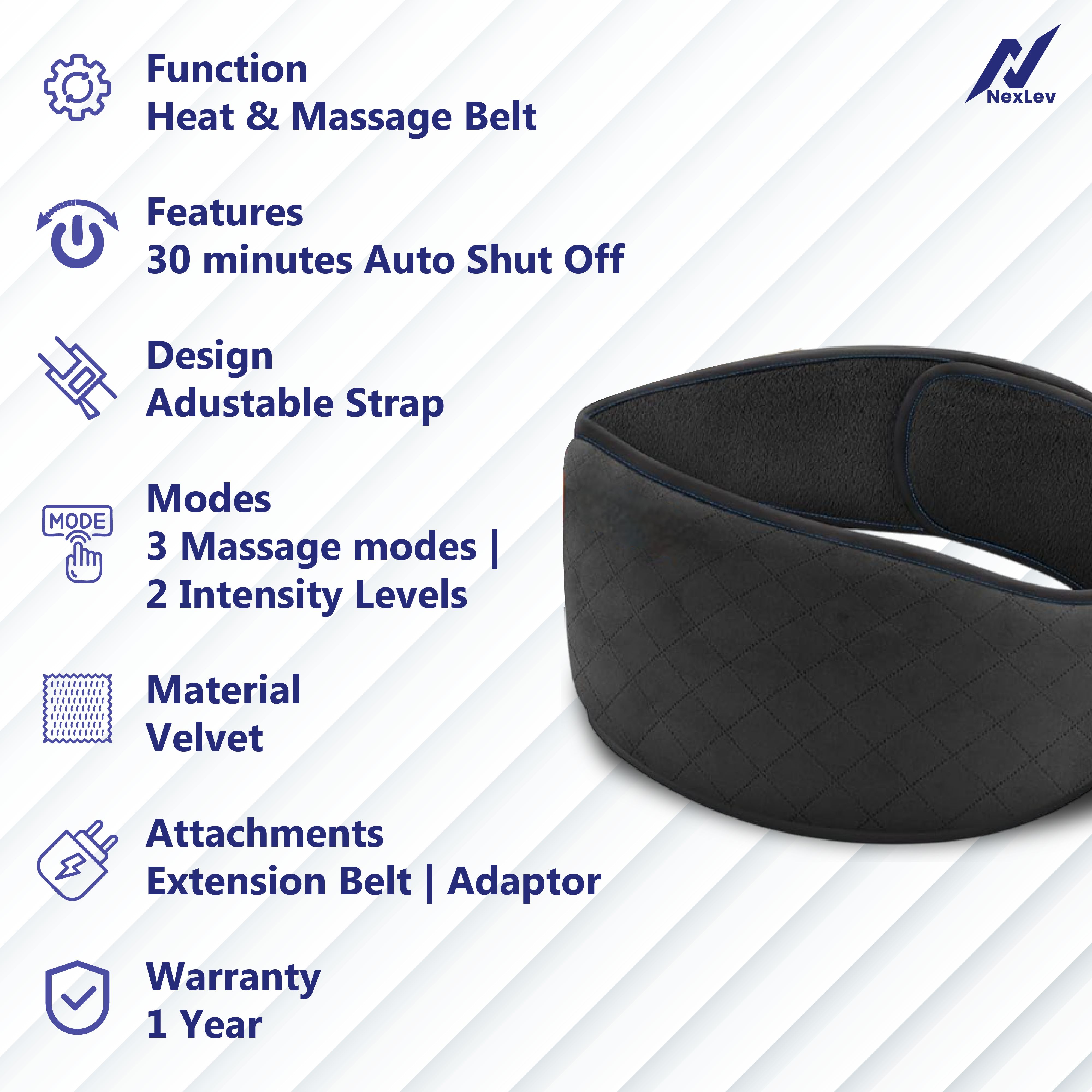 NexLev Orthopaedic Heat and Massage Belt HB-01