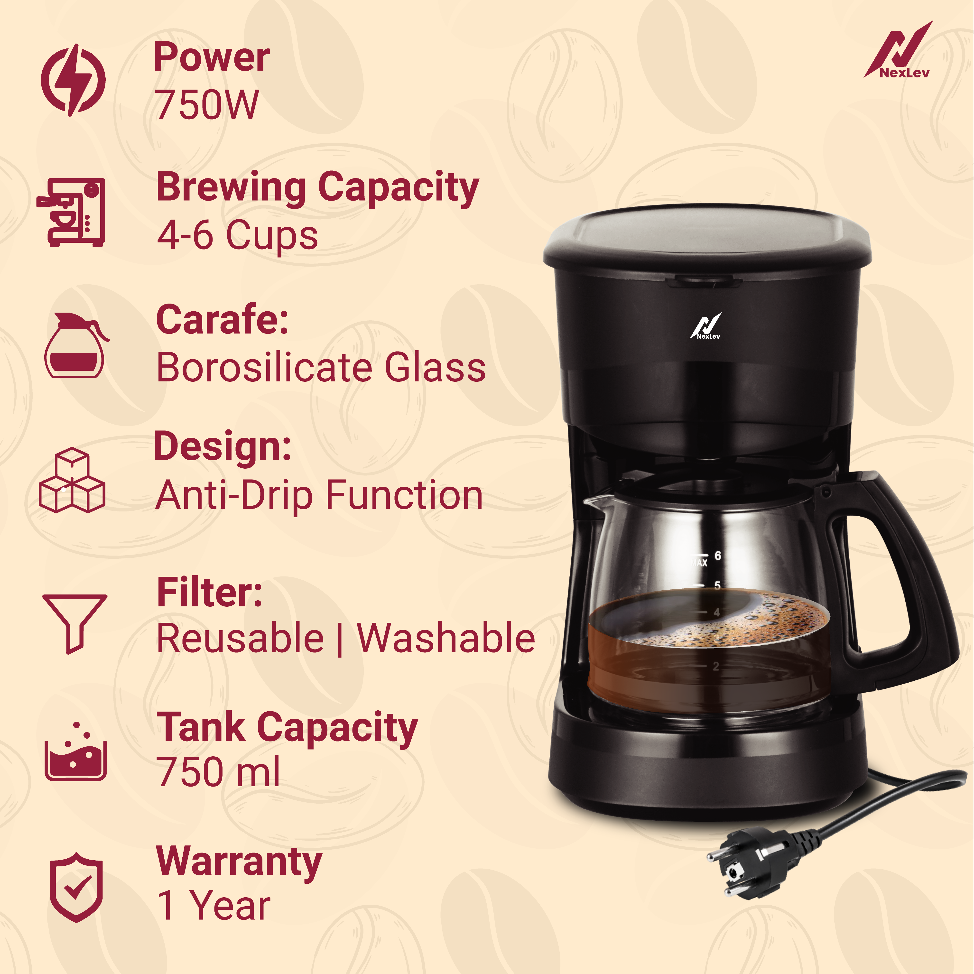 NexLev Drip Coffee Maker - CF-01