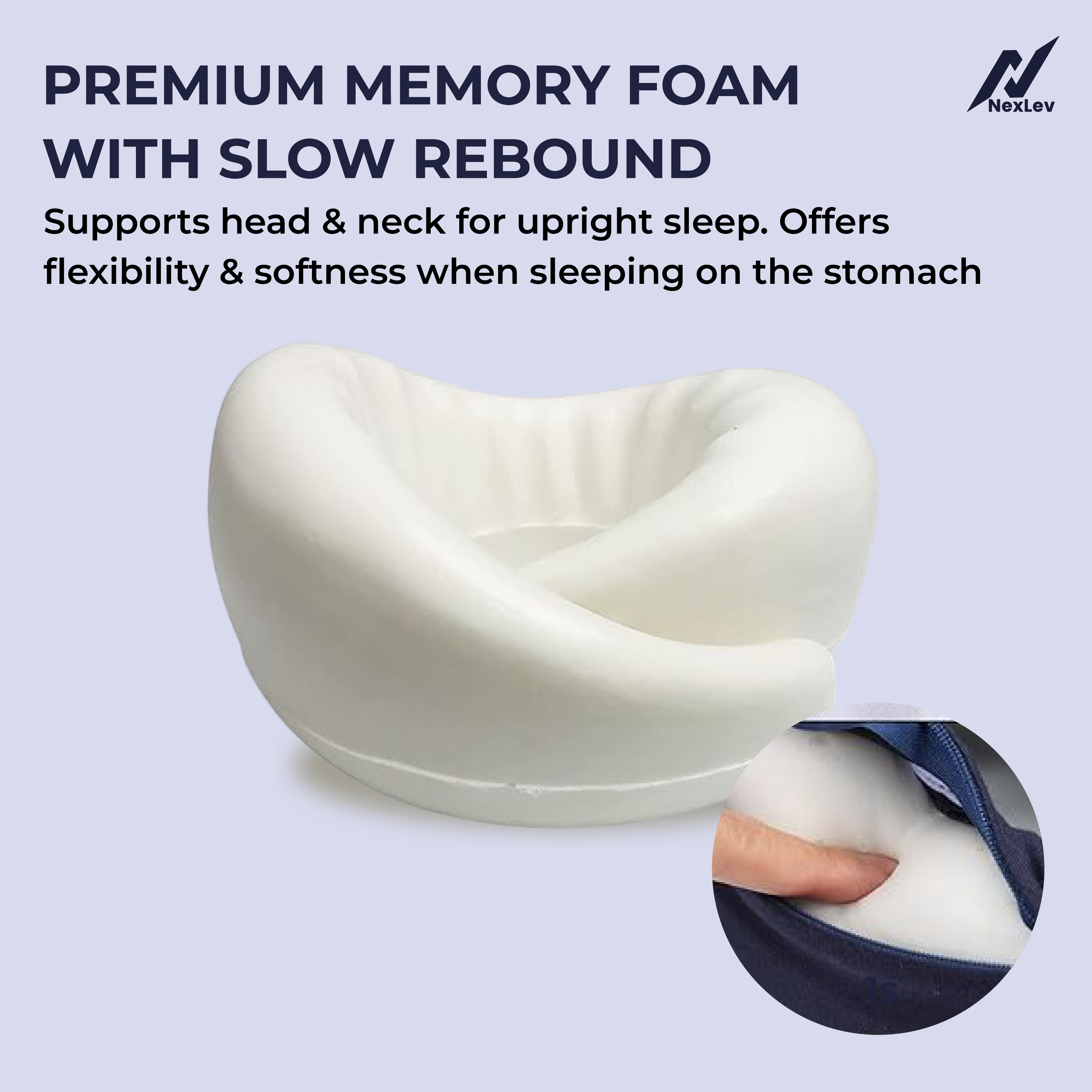nexlev Travel Pillow Donut Style| 100% Pure Memory Foam| Compact and Ergonomic Design| Machine Washable| NP-06