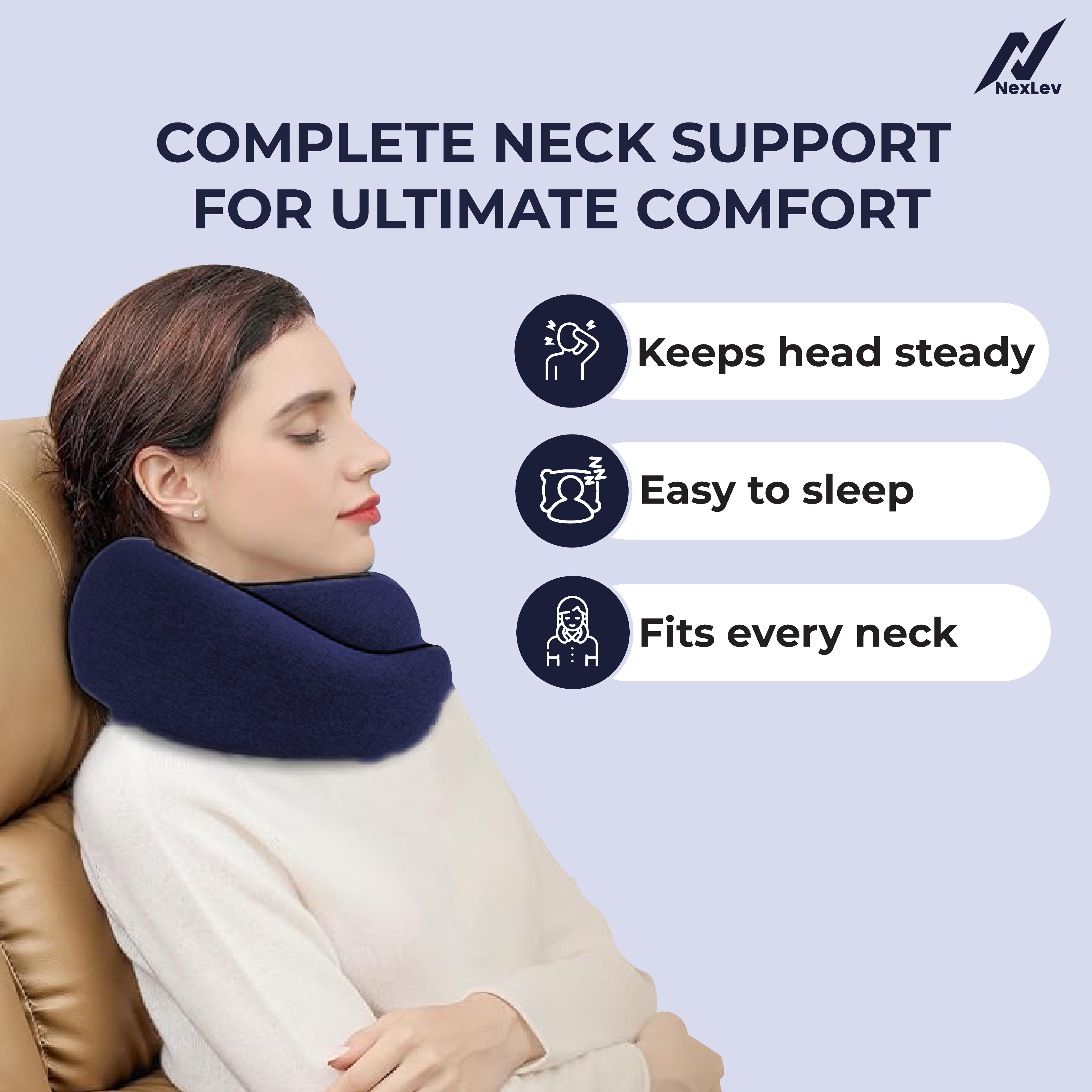 nexlev Travel Pillow Donut Style| 100% Pure Memory Foam| Compact and Ergonomic Design| Machine Washable| NP-06
