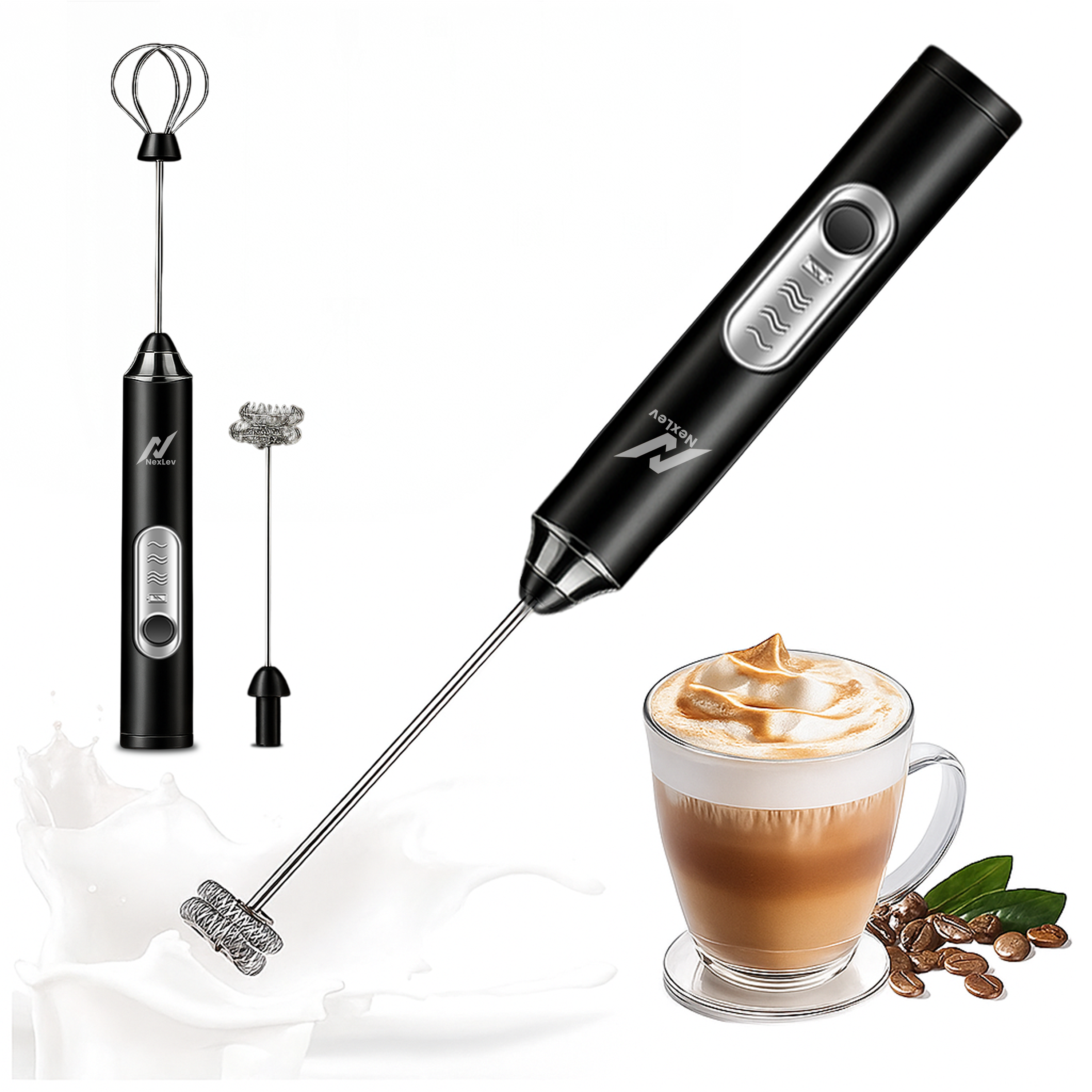 NexLev Rechargeable Milk Frother & Whisk MF-01