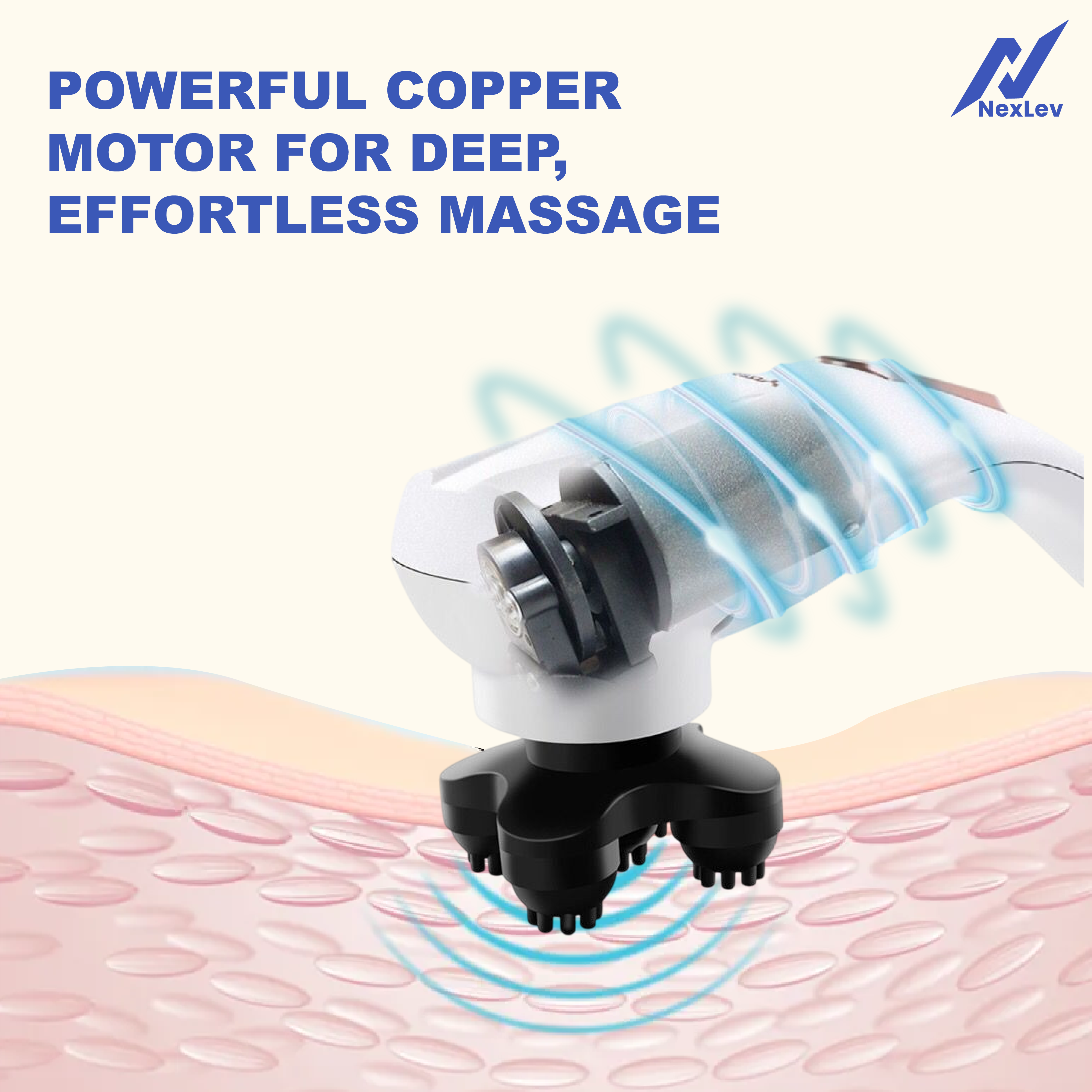 NexLev Handheld Full Body Massager | 6 Massage Heads for Relaxation | PM-01