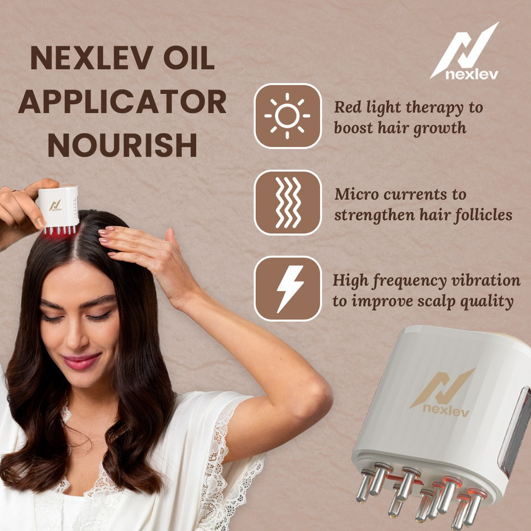 NexLev Nourish Hair Oil Applicator| Red & Blue Light Therapy EA-01 Pro