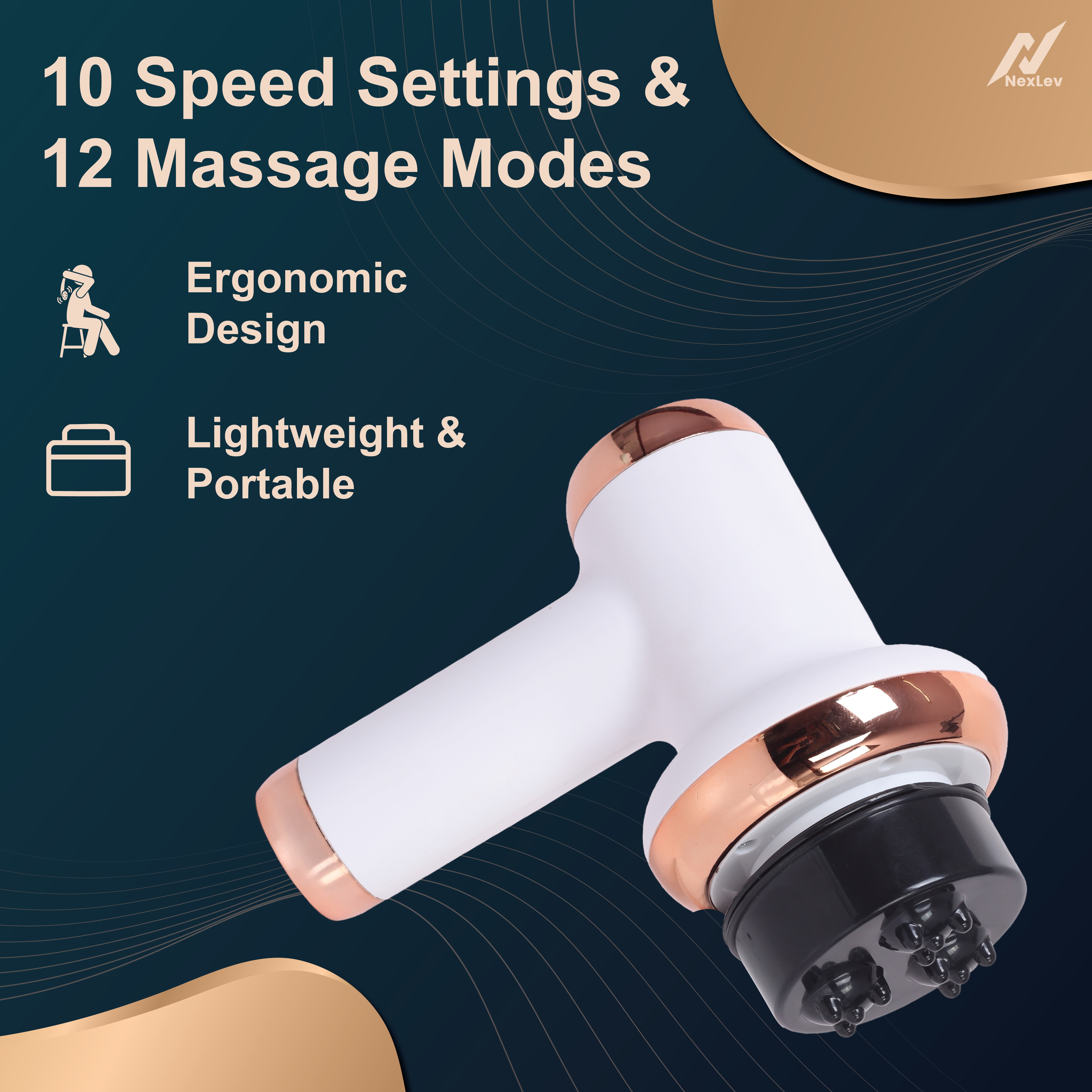 NexLev Mini Body Massager| Cordless & Travel-Friendly Model PM-02