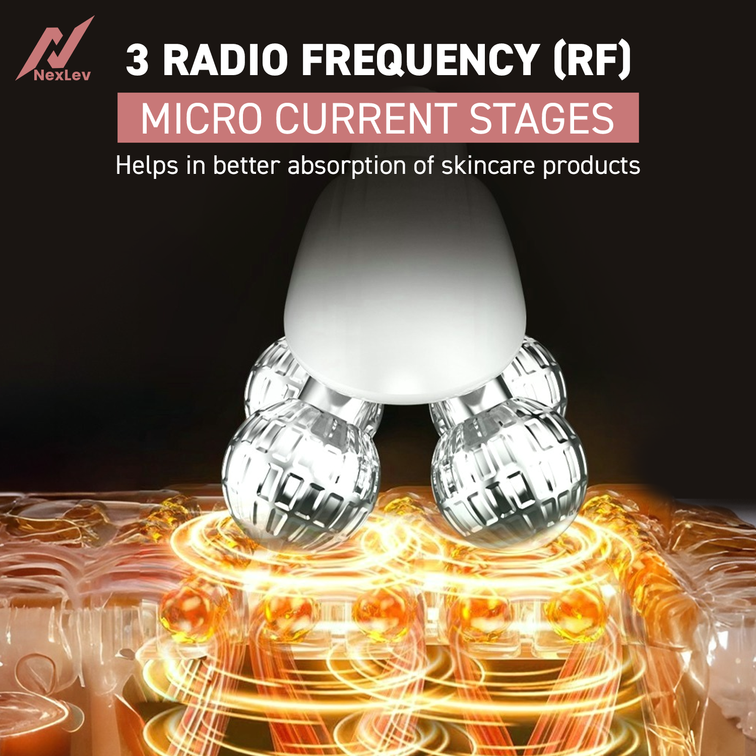NexLev Face Massager| 3D Roller with EMS & RF Microcurrent | LE-08