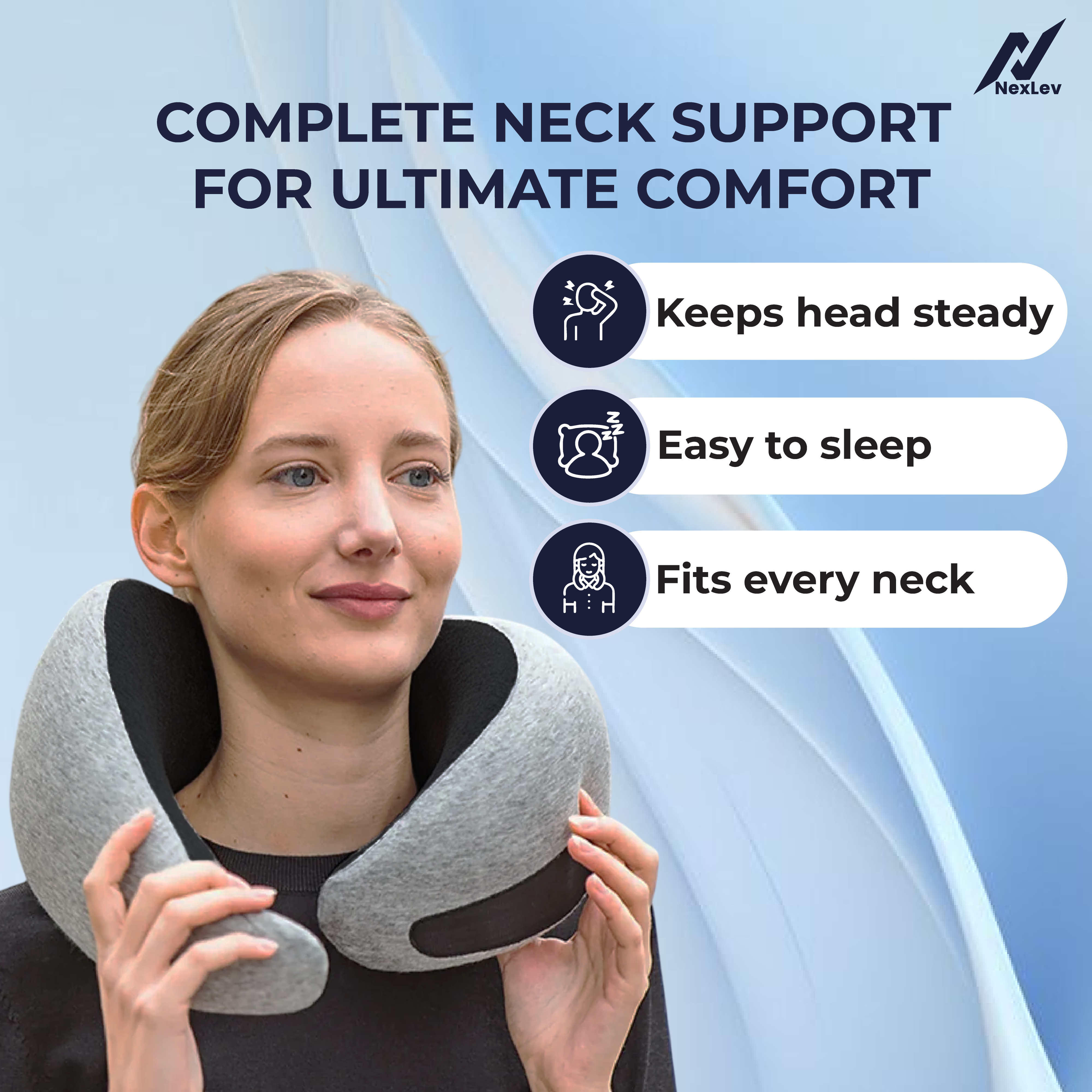 nexlev Travel Pillow Donut Style| 100% Pure Memory Foam| NP-07