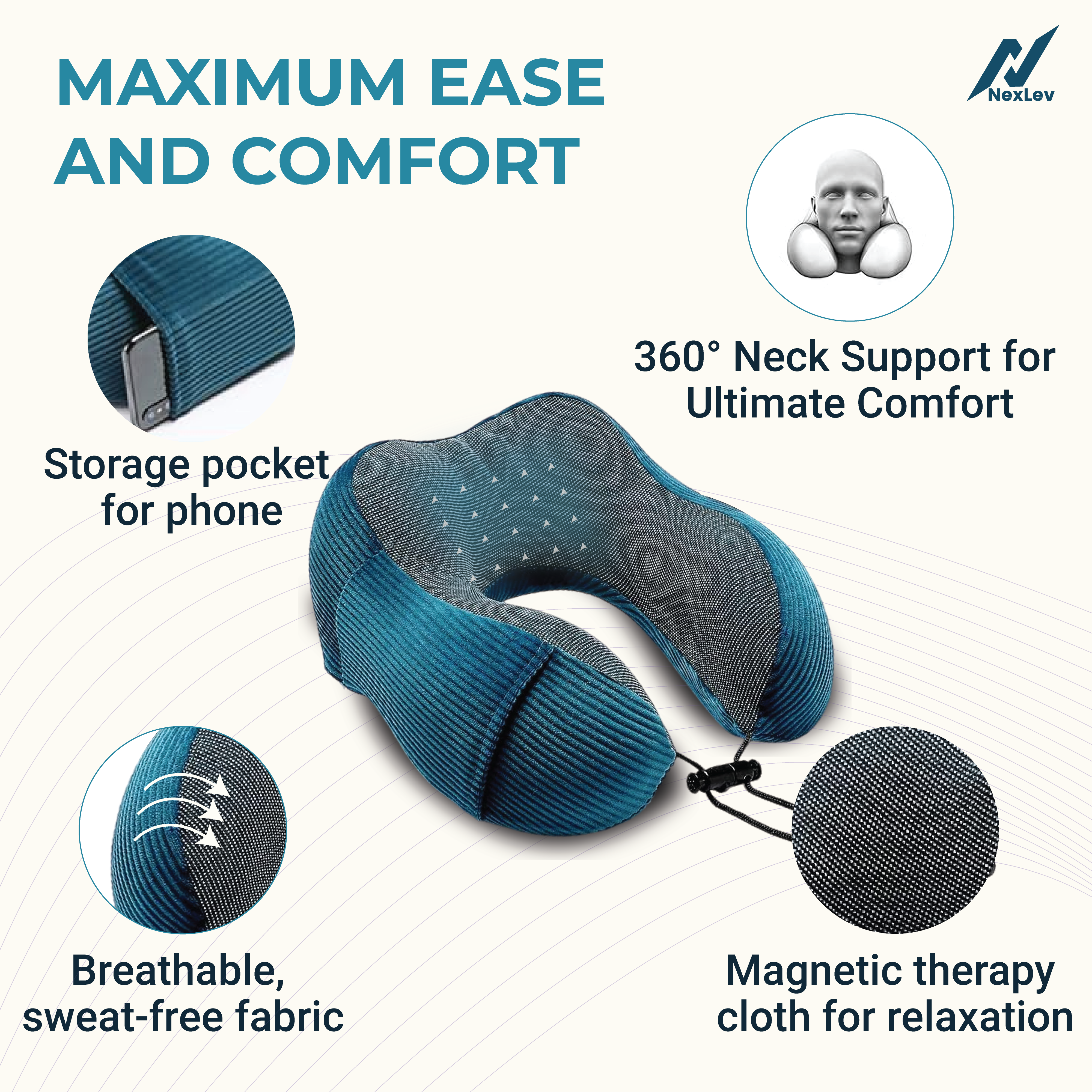 Premium Memory Foam Neck Pillow | NP-01 (Blue)