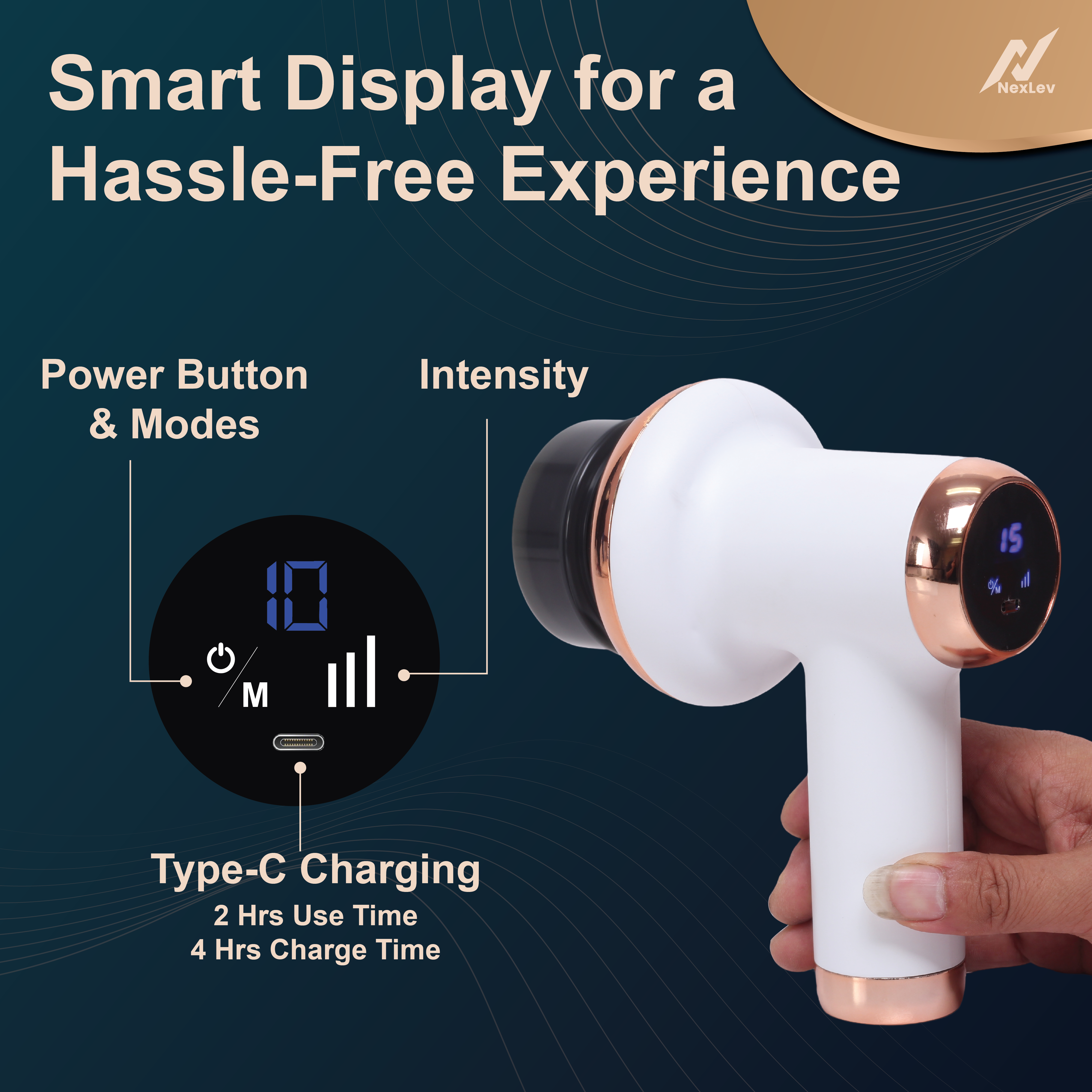 NexLev Mini Body Massager| Cordless & Travel-Friendly Model PM-02