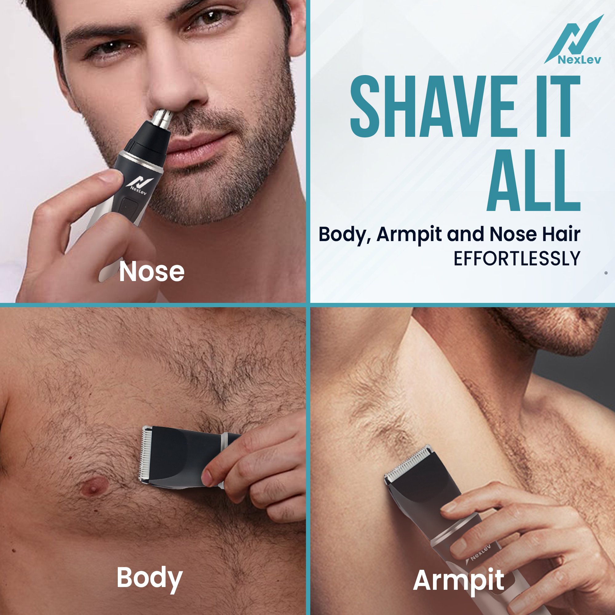 NexLev 2 in 1 Nose, Ear & Body Trimmer for Men | TM-04