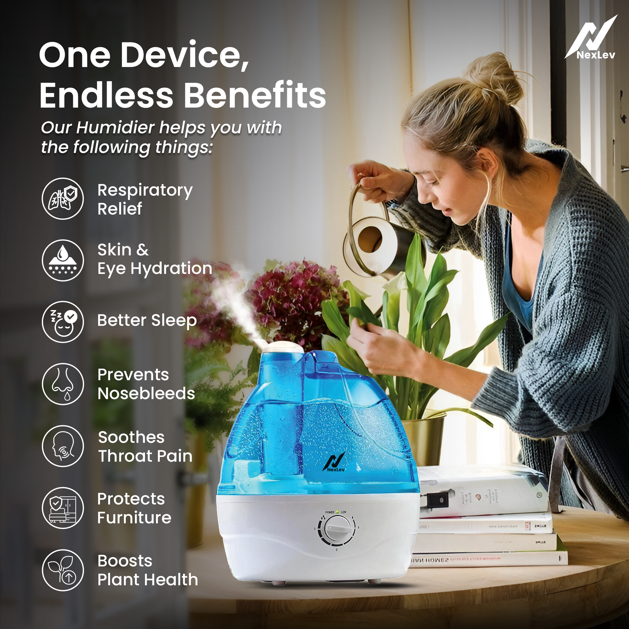 NexLev Cool Mist Humidifier HU-02