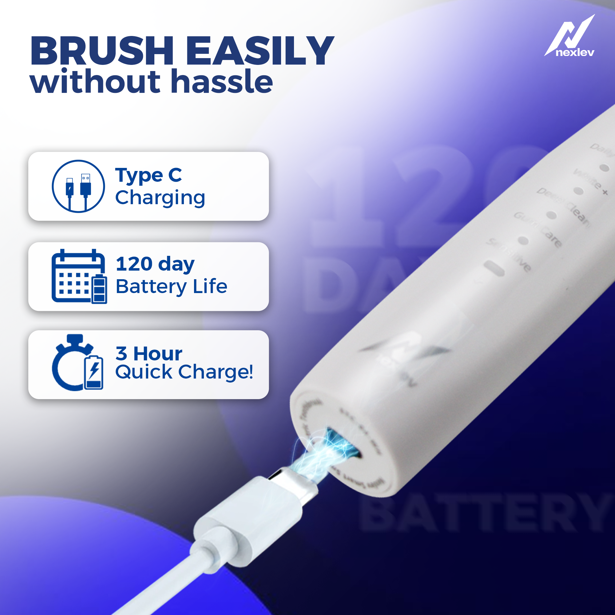 Electric Toothbrush - Sparkle Pro - white | ETC-04