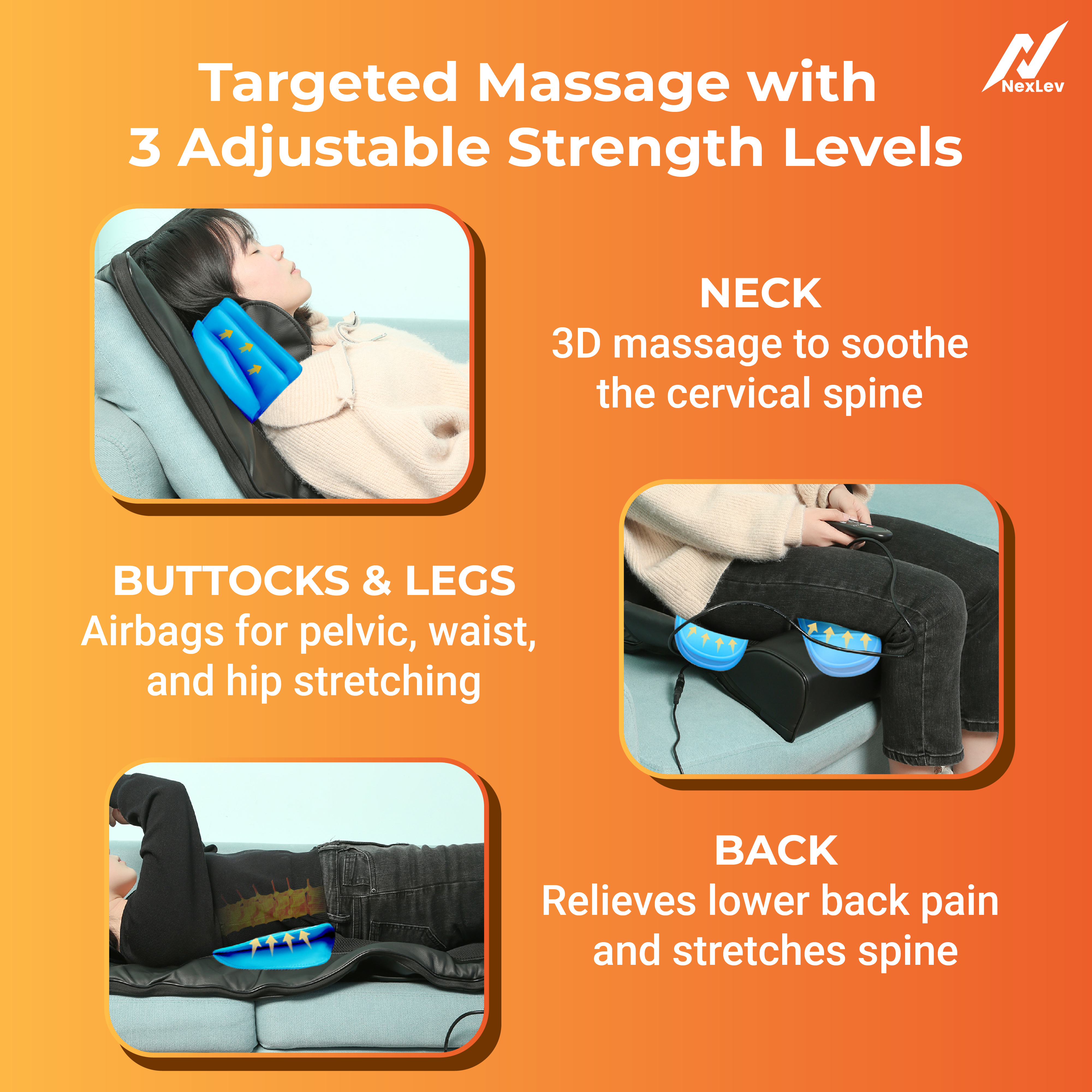 NexLev Massage Mat with Air Compression | Foldable Design | 22 Air Bags for Complete Hand Style Relaxation | MM-01